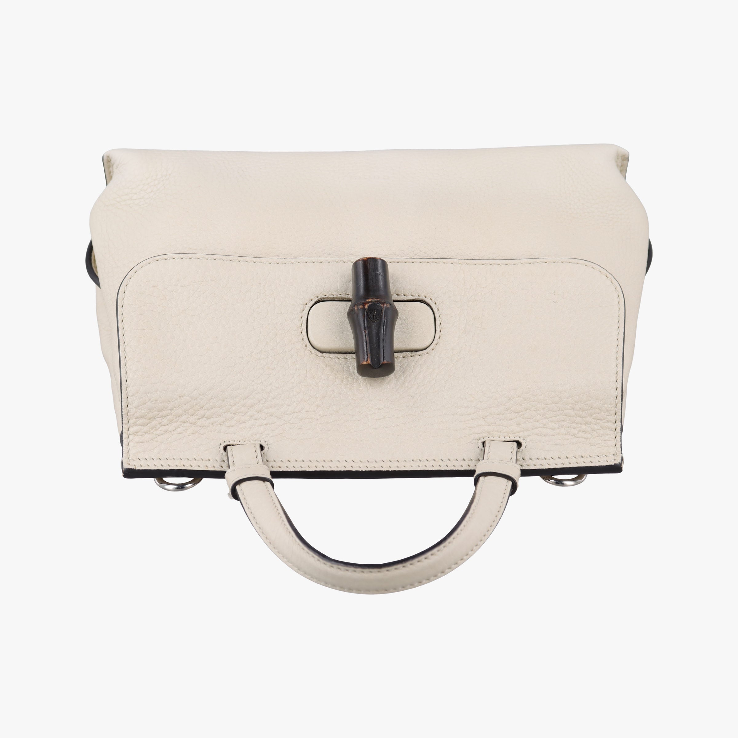 Pre-owned Gucci Bamboo Daily White Leather 370831 shoulderbag | stylenewstar
