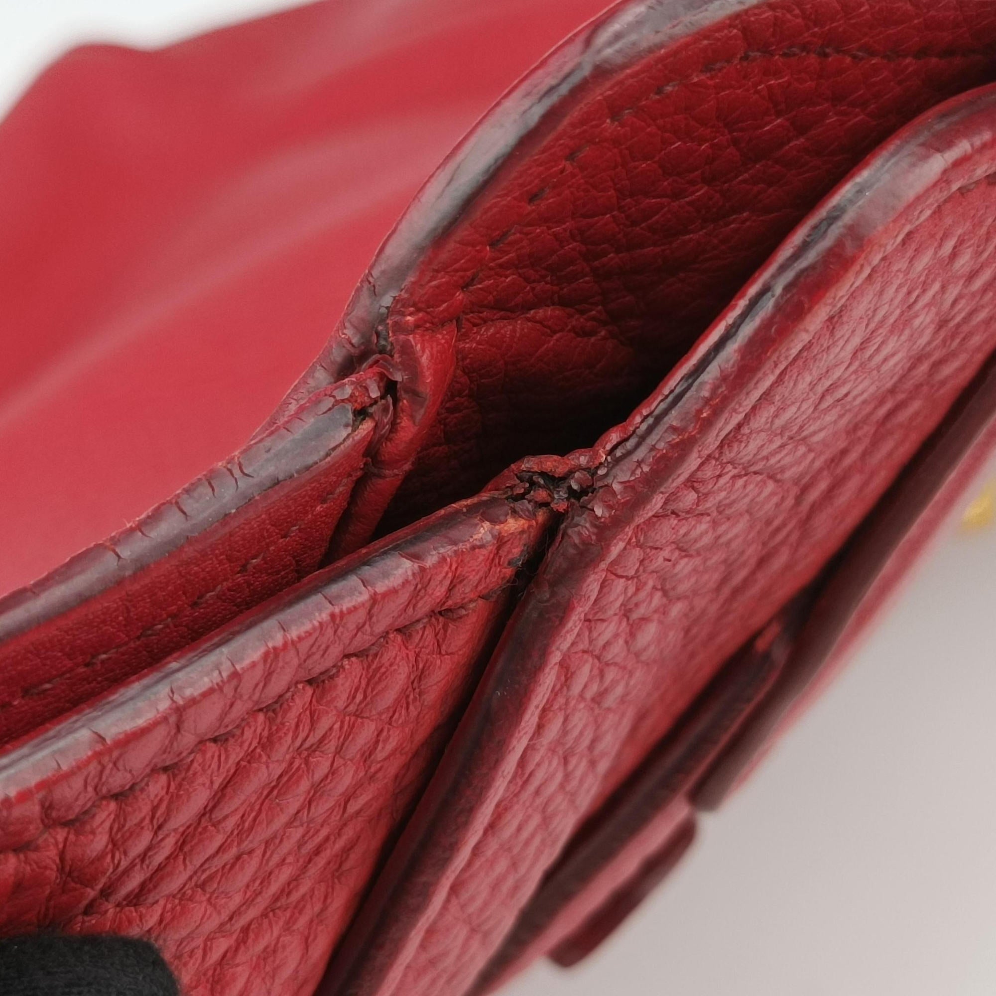 Vintage Miu Miu Vitello Caribu Front Zip Pocket Tote Red Leather RN0908 handbag | stylenewstar