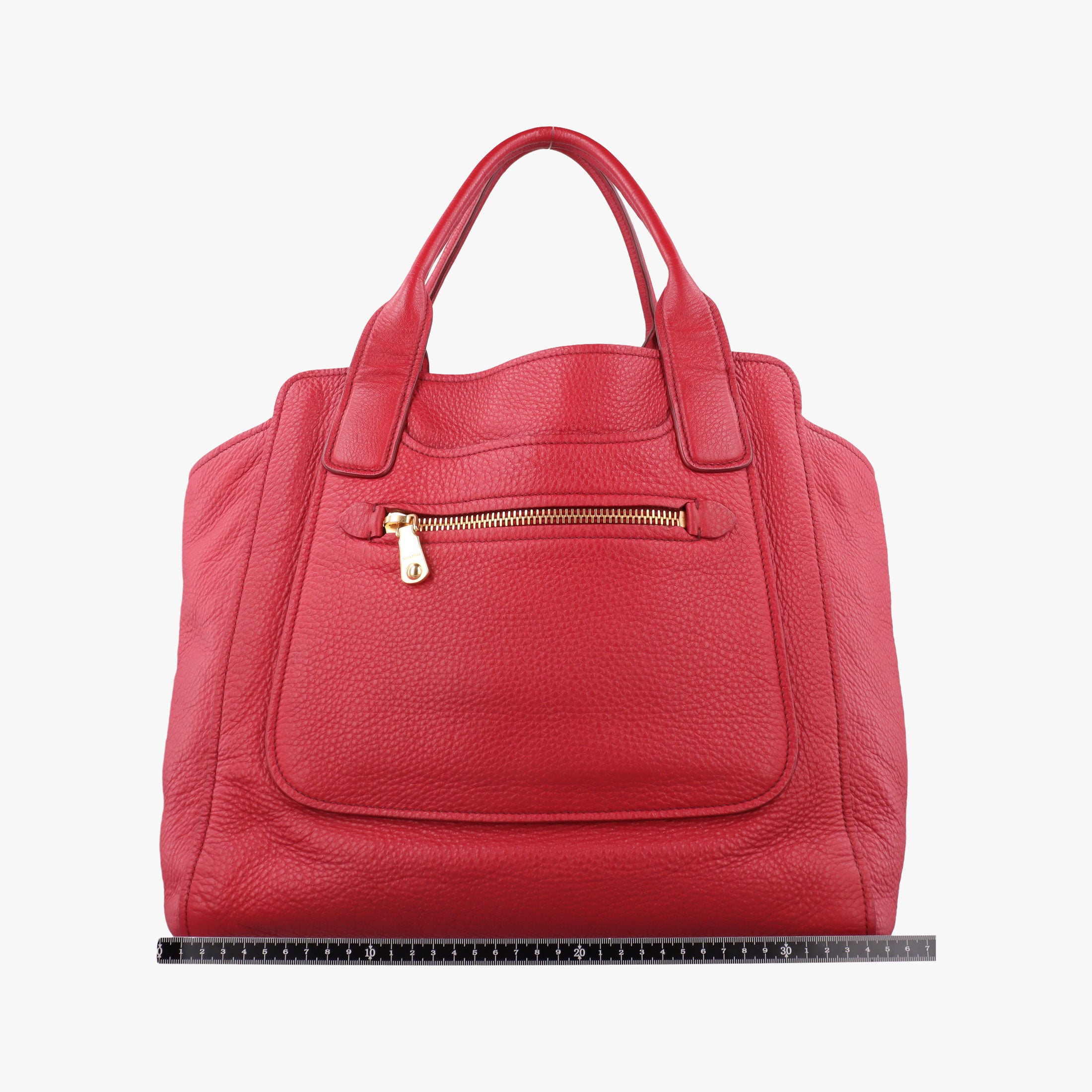 Vintage Miu Miu Vitello Caribu Front Zip Pocket Tote Red Leather RN0908 handbag | stylenewstar