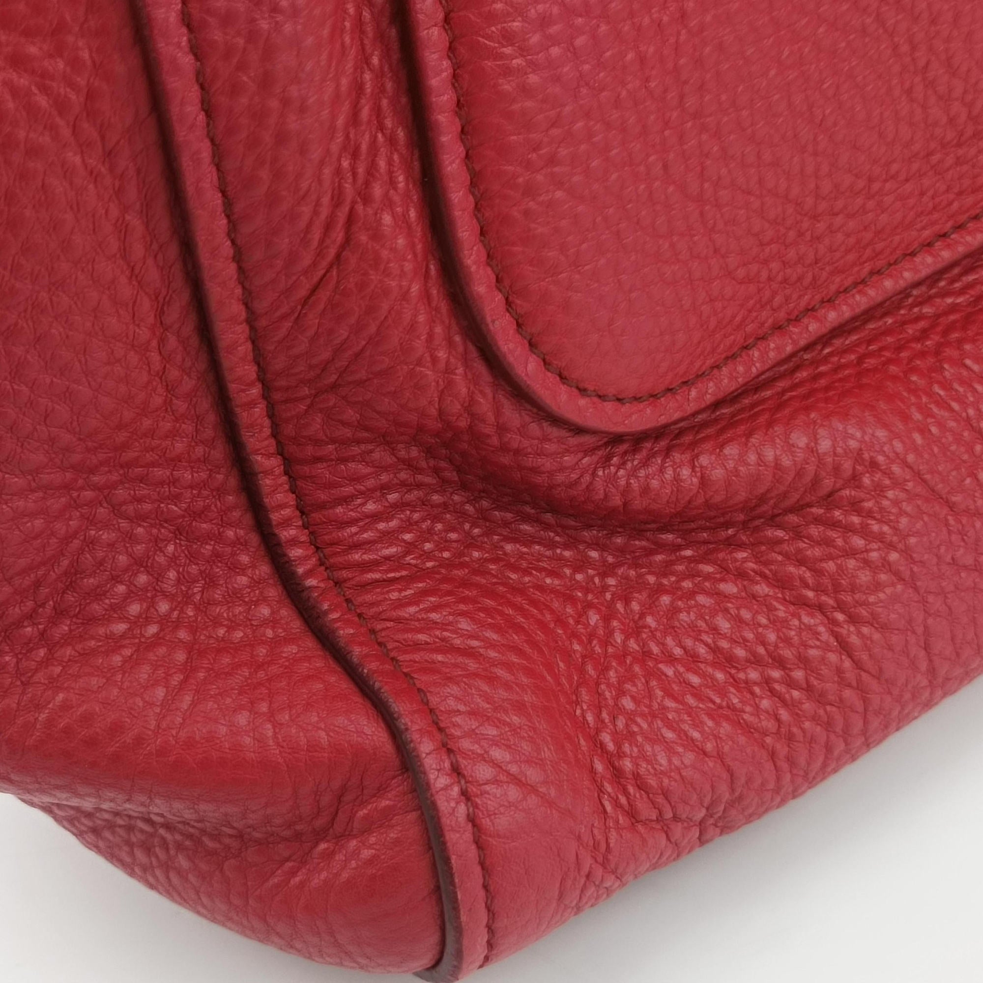 Vintage Miu Miu Vitello Caribu Front Zip Pocket Tote Red Leather RN0908 handbag | stylenewstar