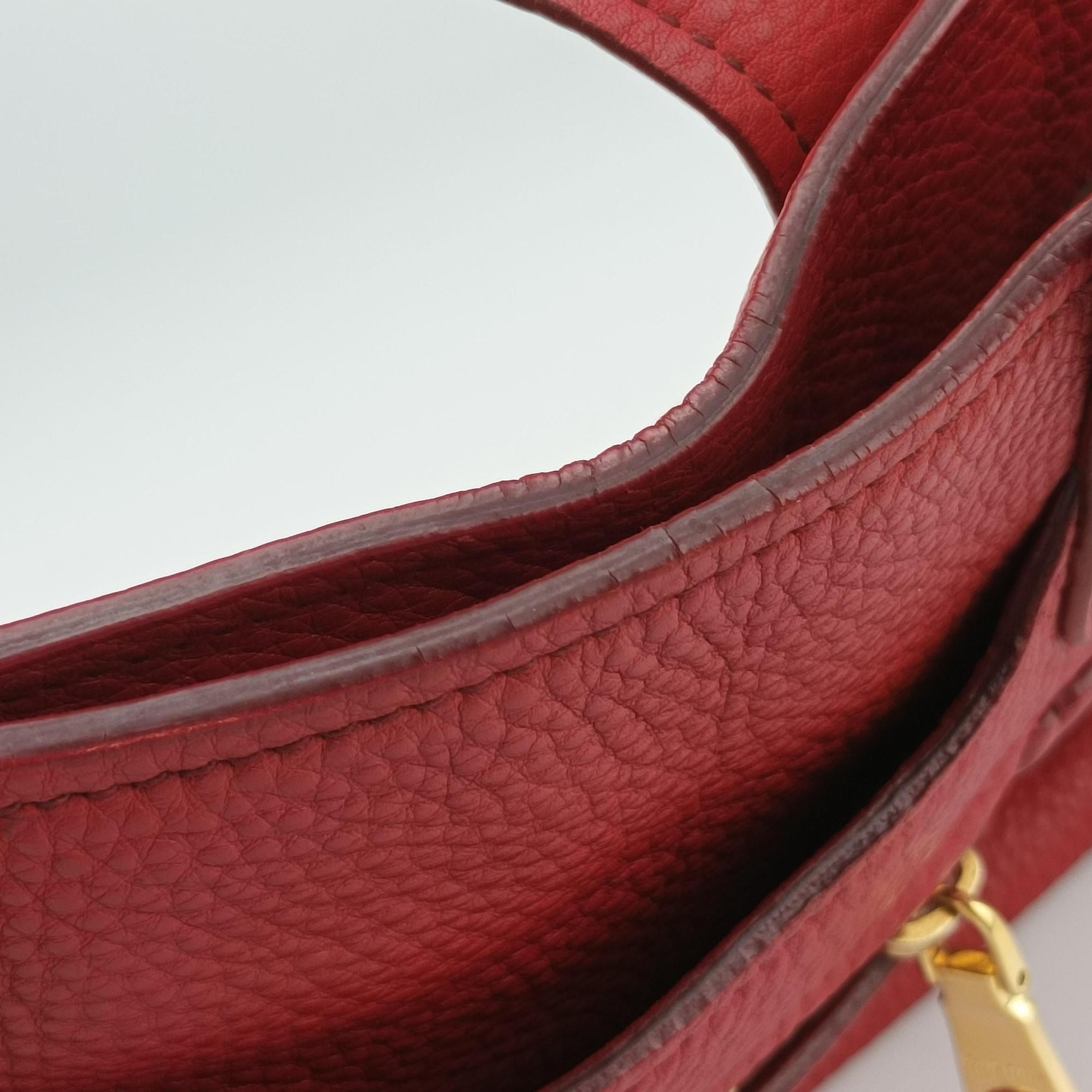 Vintage Miu Miu Vitello Caribu Front Zip Pocket Tote Red Leather RN0908 handbag | stylenewstar