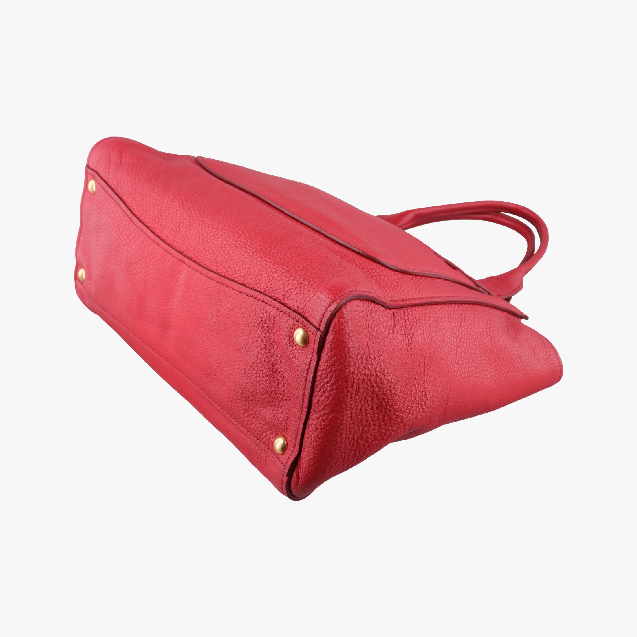 Vintage Miu Miu Vitello Caribu Front Zip Pocket Tote Red Leather RN0908 handbag | stylenewstar