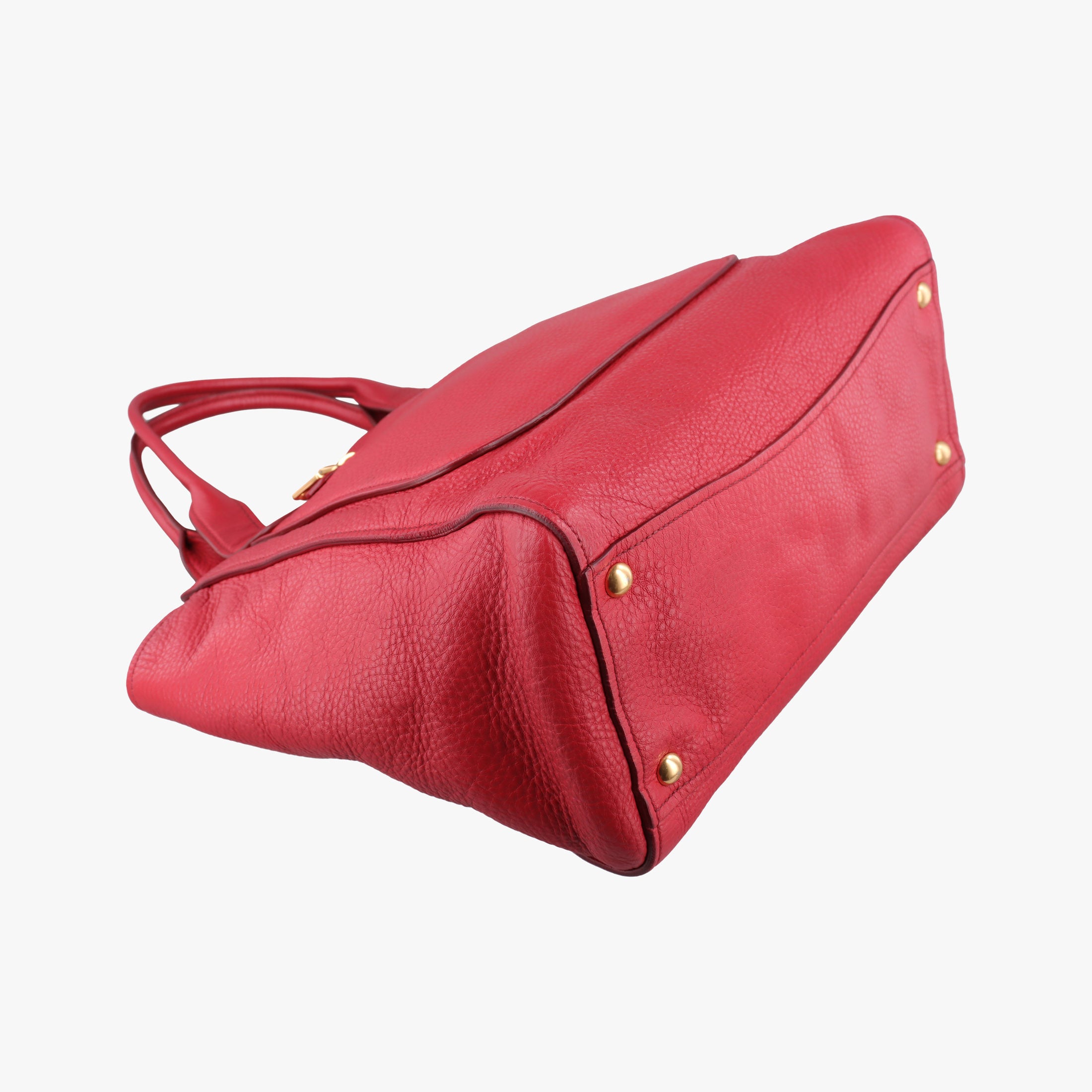 Vintage Miu Miu Vitello Caribu Front Zip Pocket Tote Red Leather RN0908 handbag | stylenewstar