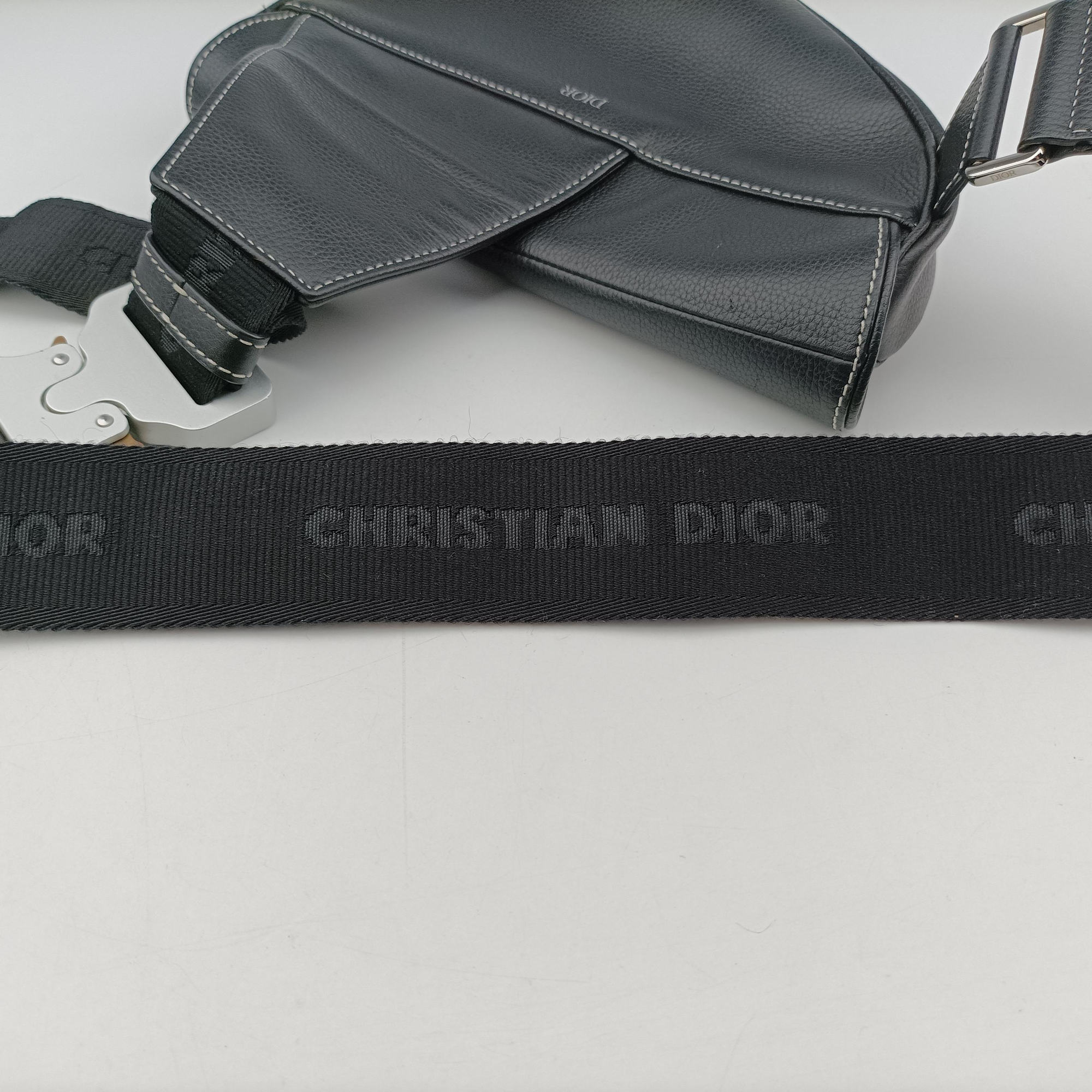 Pre-owned Christian Dior saddle Black leather  bum bag/waist bag | stylenewstar
