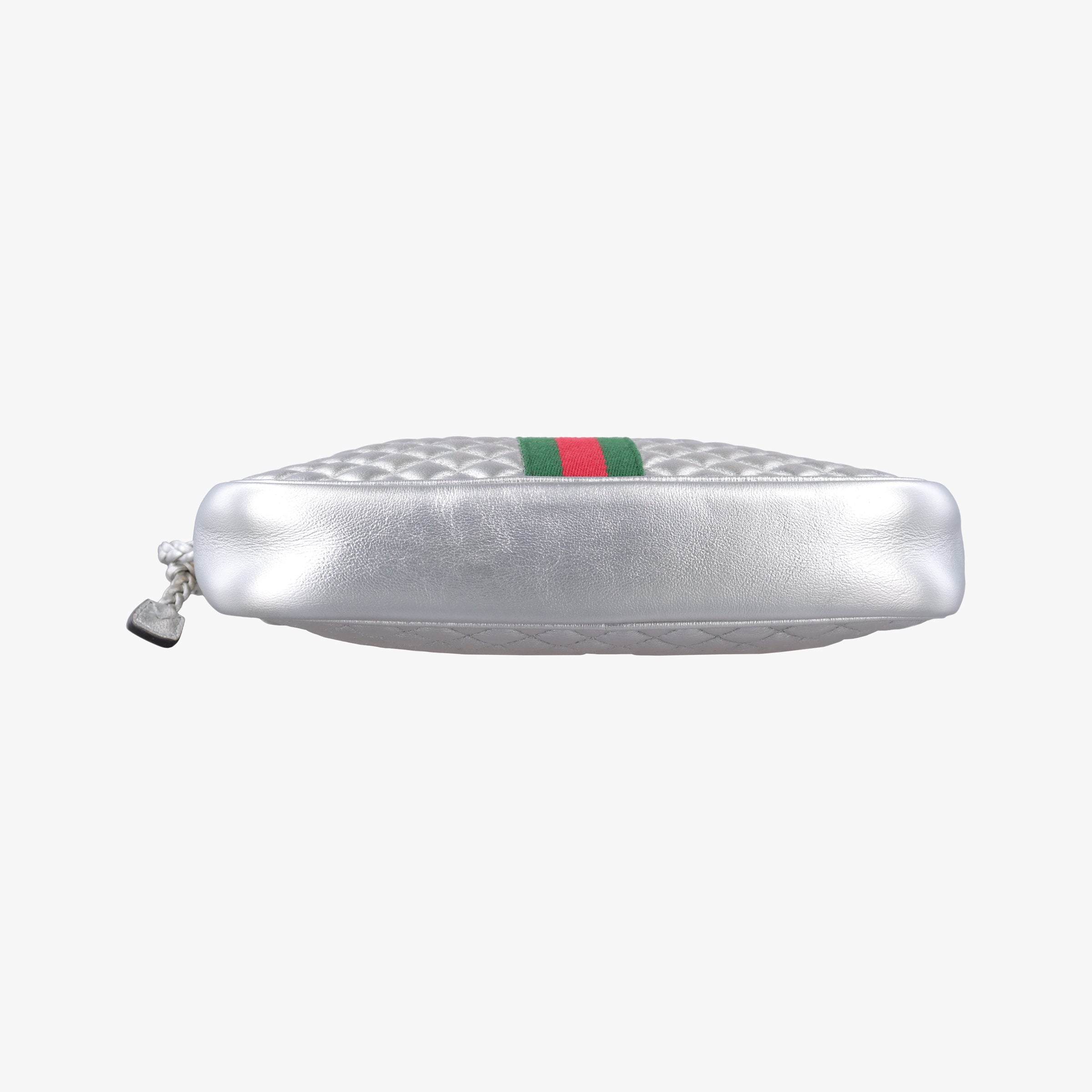 Pre-owned Gucci GG Marmont Pochette Silver×Green×Red Leather 541051 shoulderbag | stylenewstar
