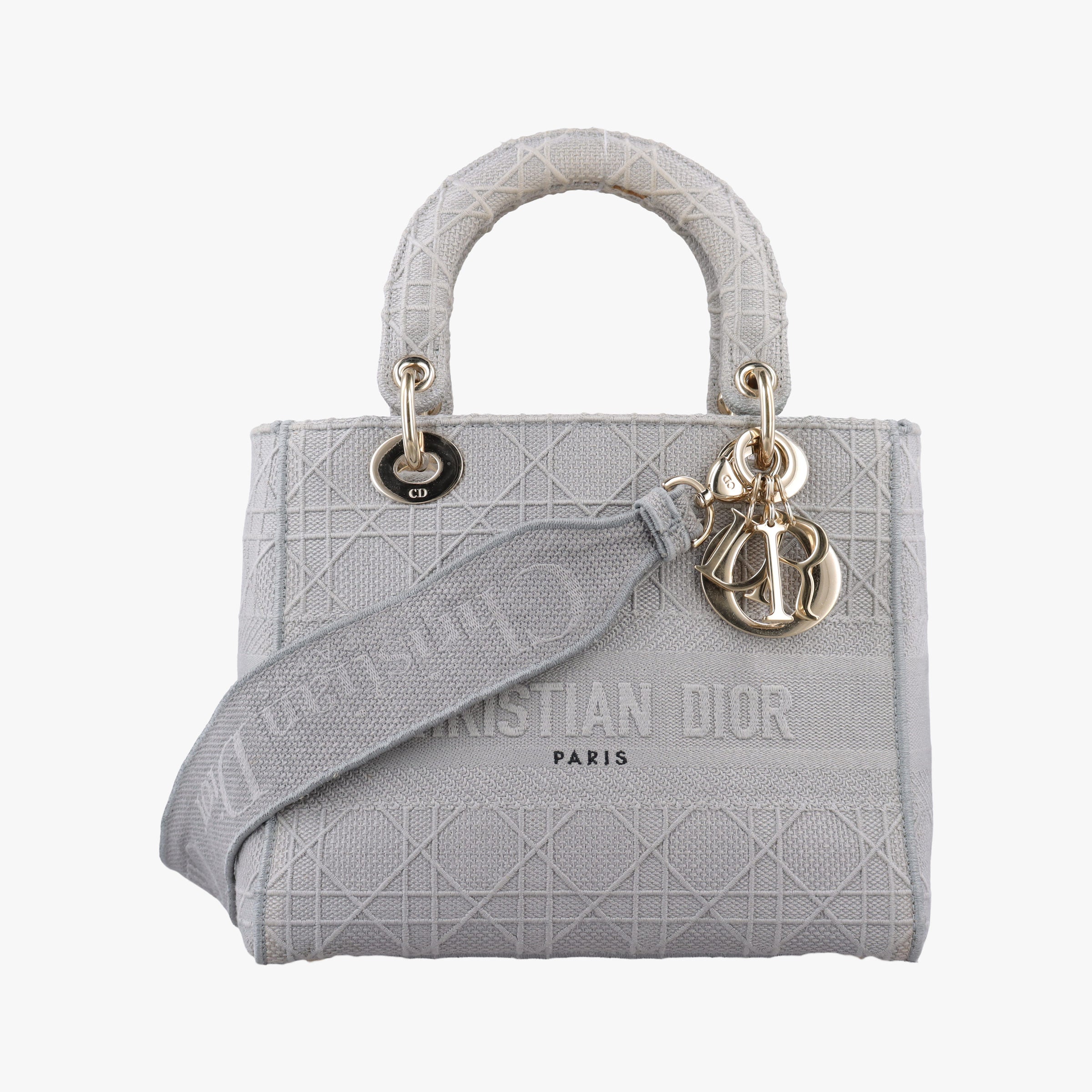 Vintage Christian Dior Lady Dior D-lite Grey Jacquard  shoulderbag | stylenewstar
