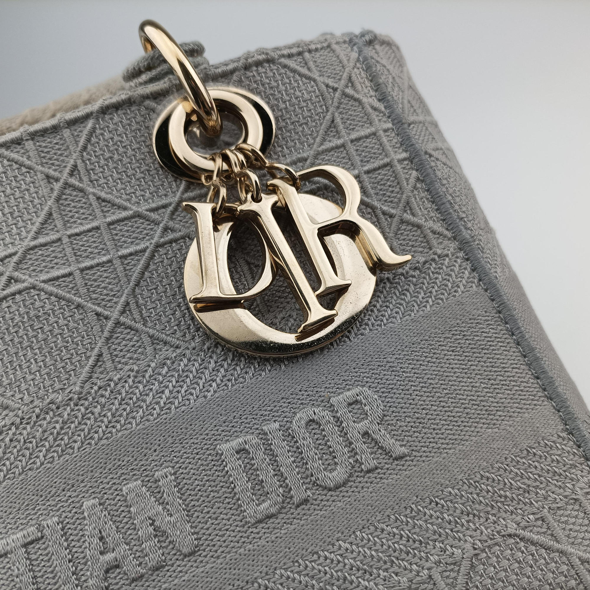 Vintage Christian Dior Lady Dior D-lite Grey Jacquard  shoulderbag | stylenewstar