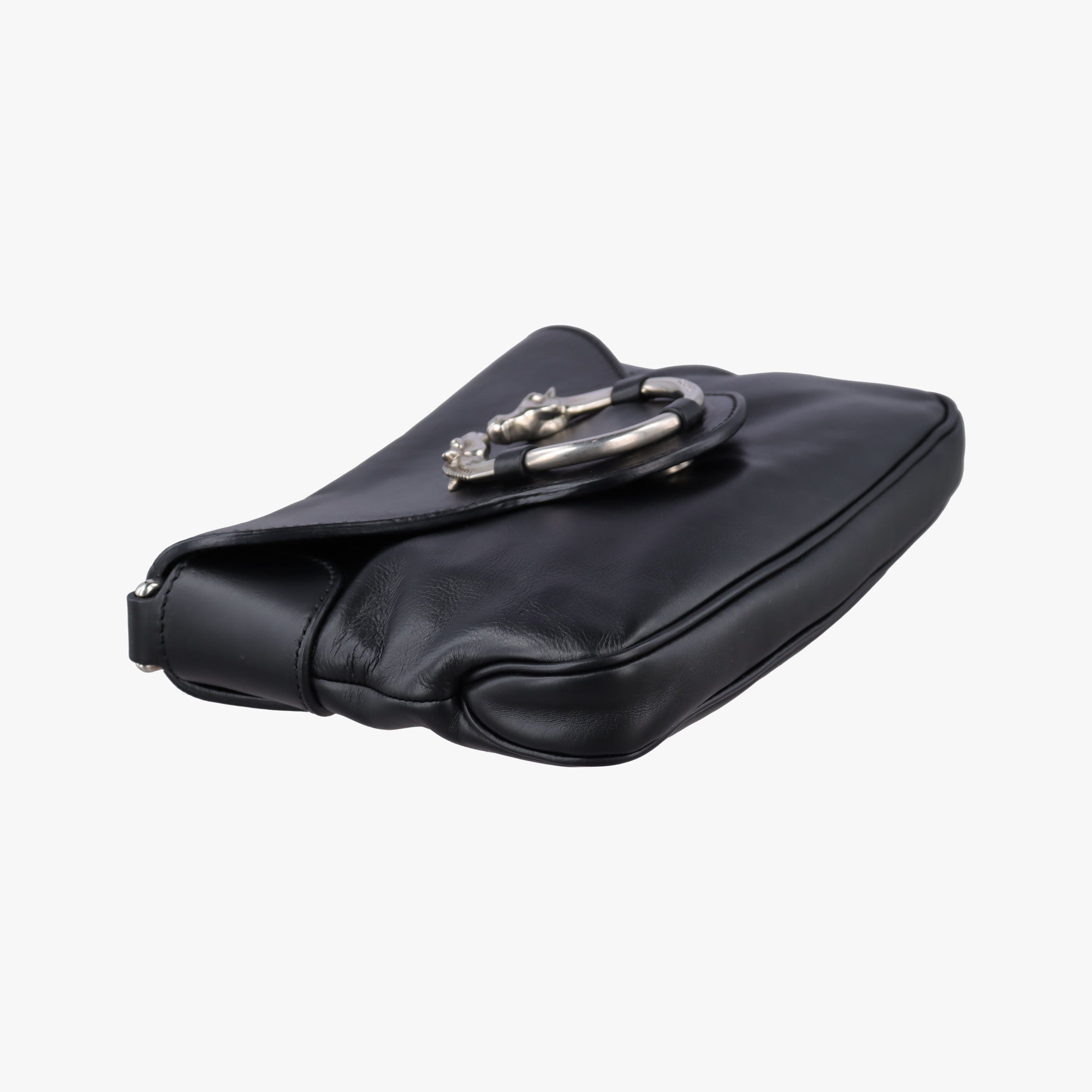 Pre-owned Gucci Ribot Horse head Black Leather 296882 shoulderbag | stylenewstar