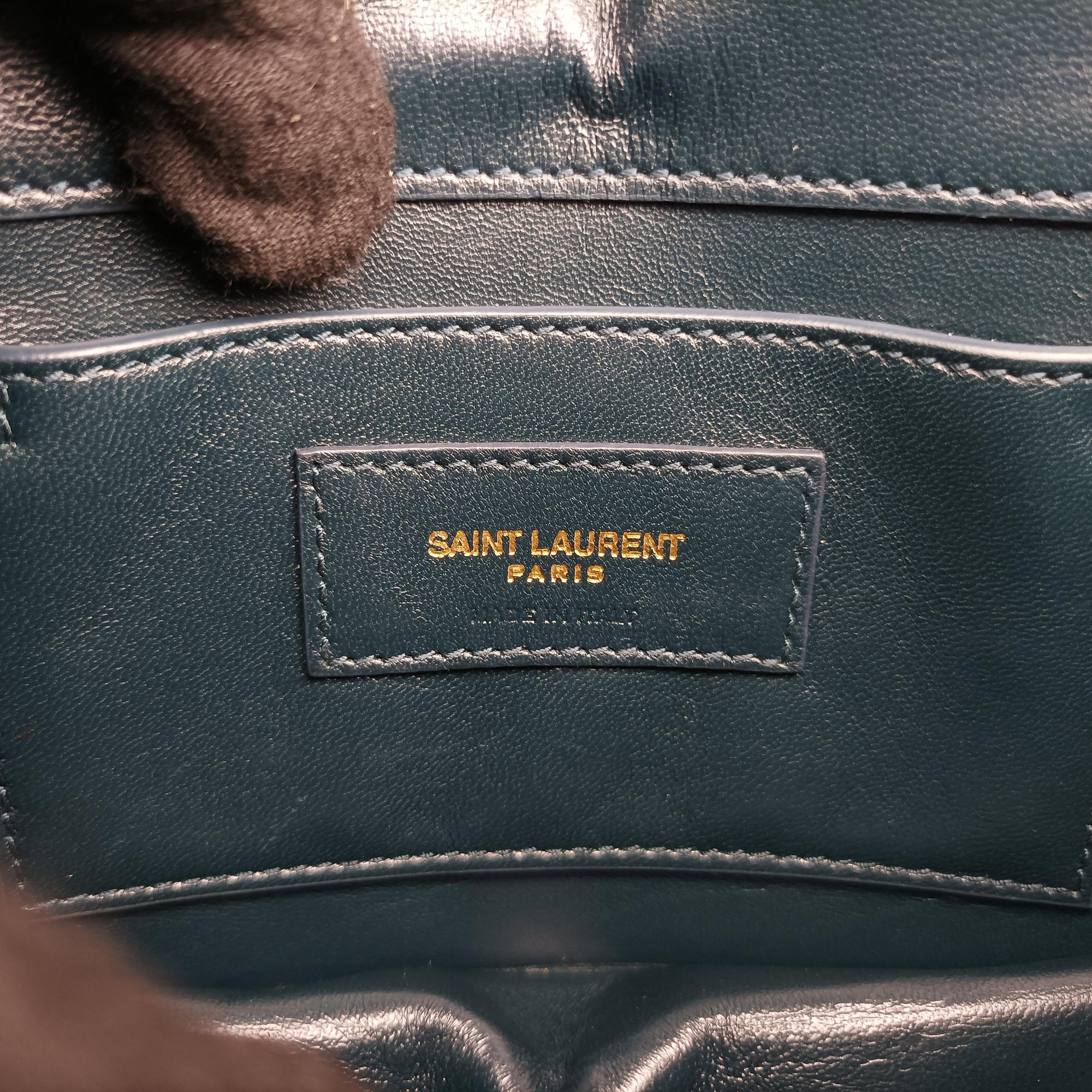 Pre-owned Yves Saint Laurent SUNSET Blue velour 441972 shoulderbag | stylenewstar
