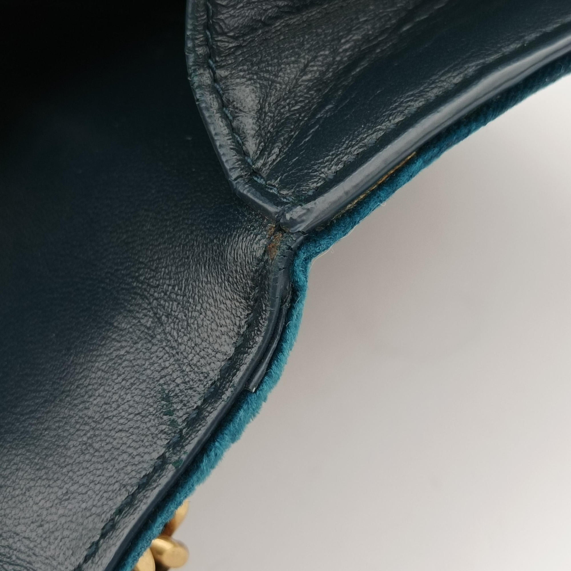 Pre-owned Yves Saint Laurent SUNSET Blue velour 441972 shoulderbag | stylenewstar