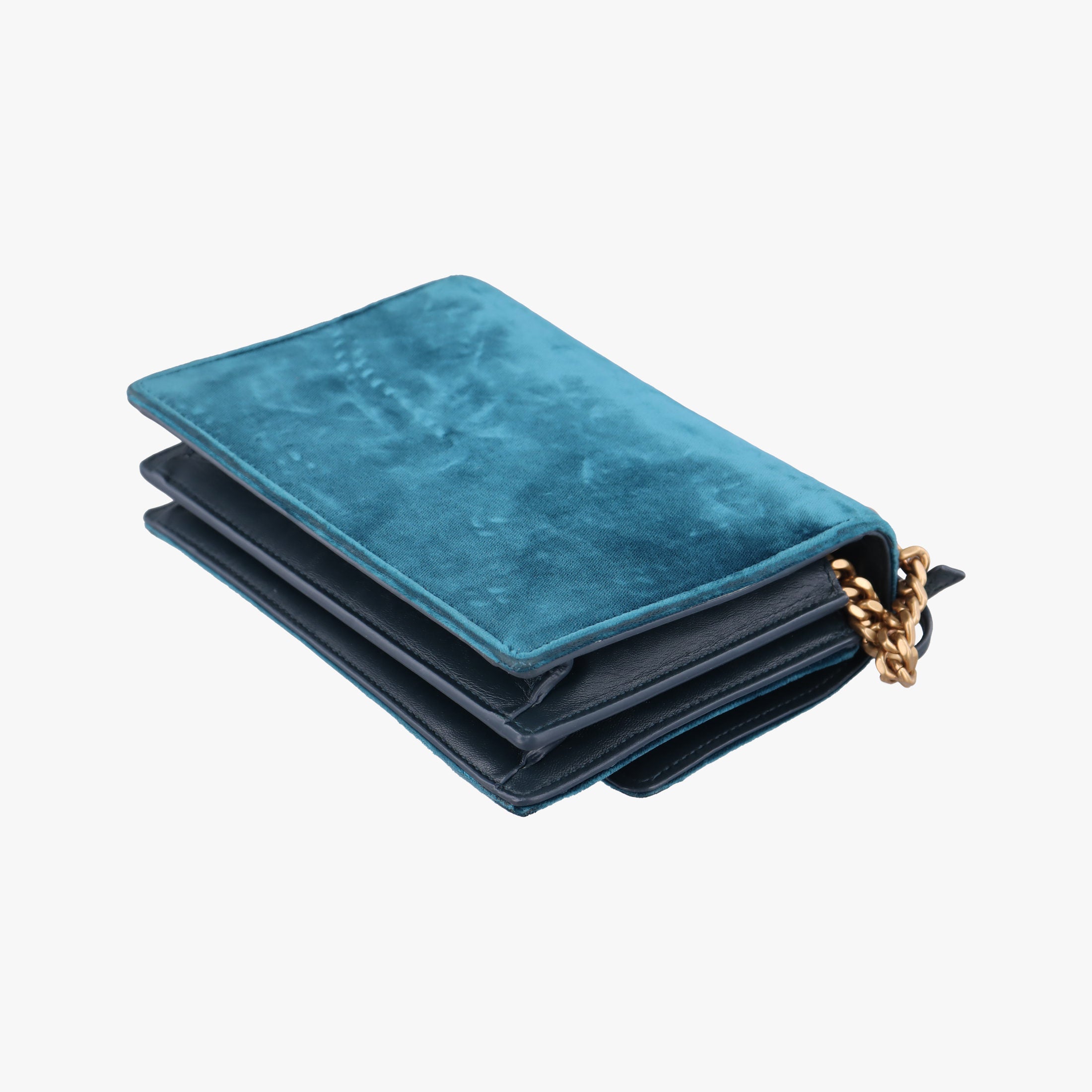 Pre-owned Yves Saint Laurent SUNSET Blue velour 441972 shoulderbag | stylenewstar