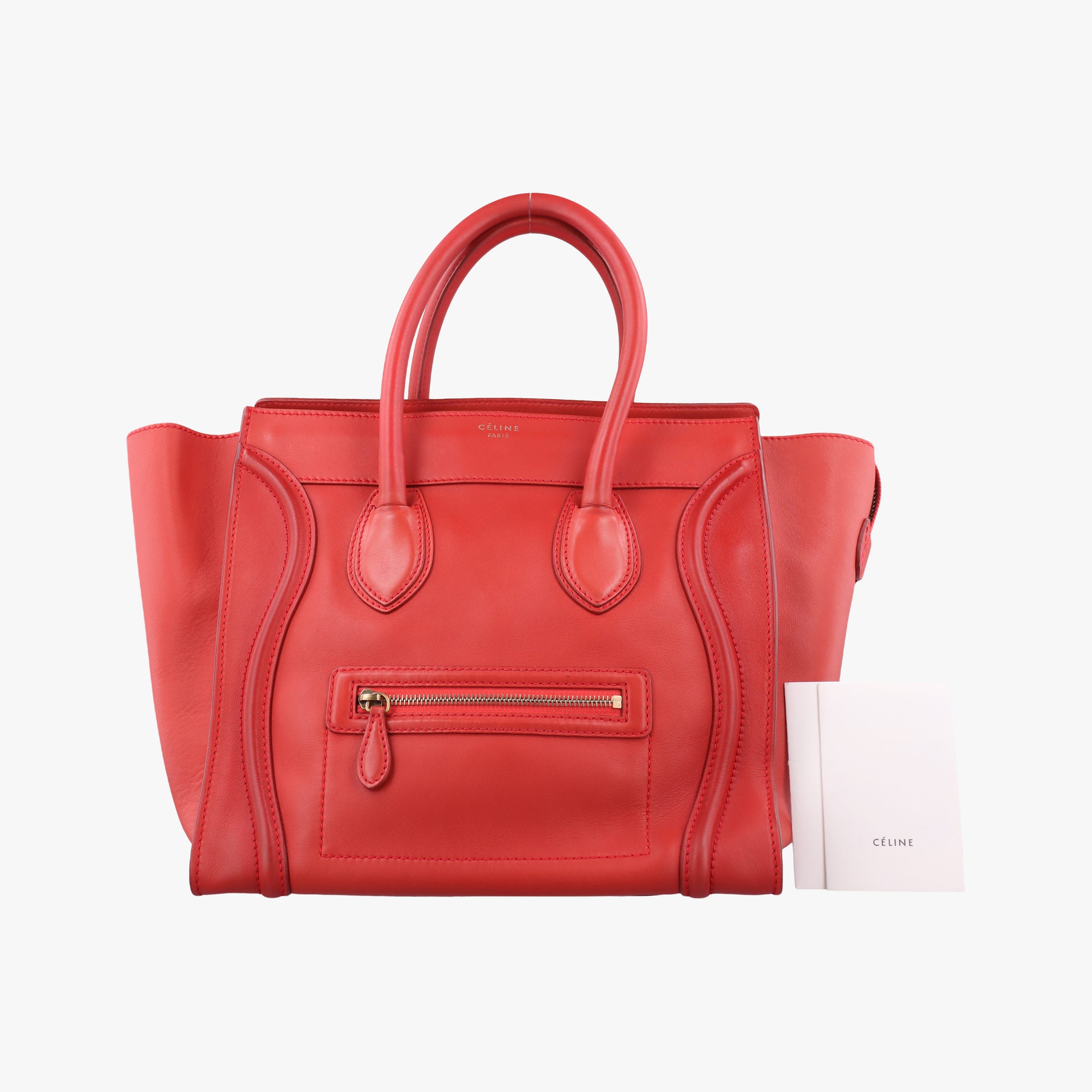 Secondhand Celine Luggage Micro shopper Red Leather  handbag | stylenewstar