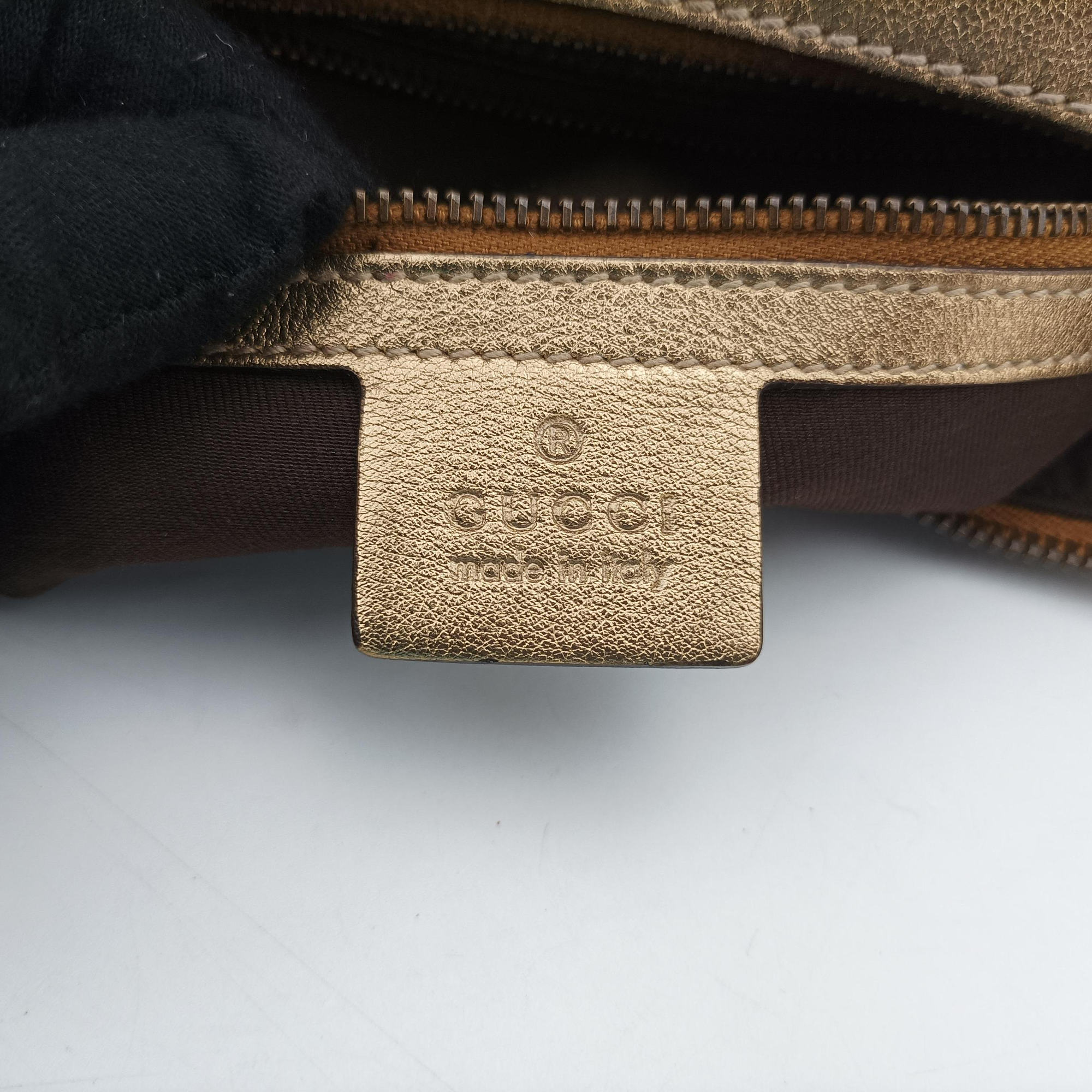 Pre-owned Gucci Babouska Heart Hobo khaki×golden PVC coated canvas 211965 shoulderbag | stylenewstar