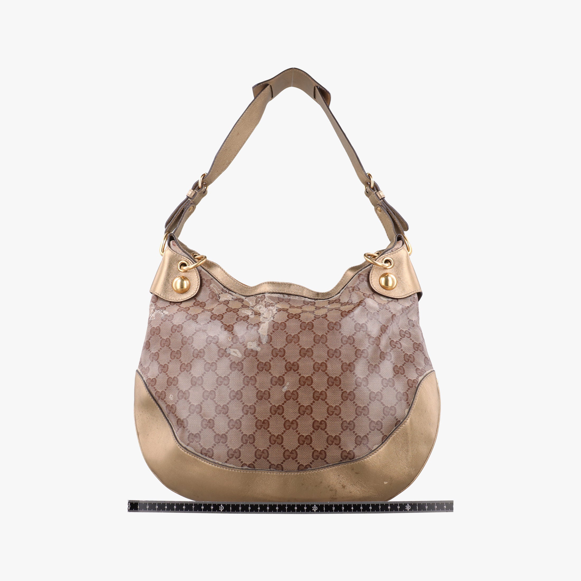 Pre-owned Gucci Babouska Heart Hobo khaki×golden PVC coated canvas 211965 shoulderbag | stylenewstar