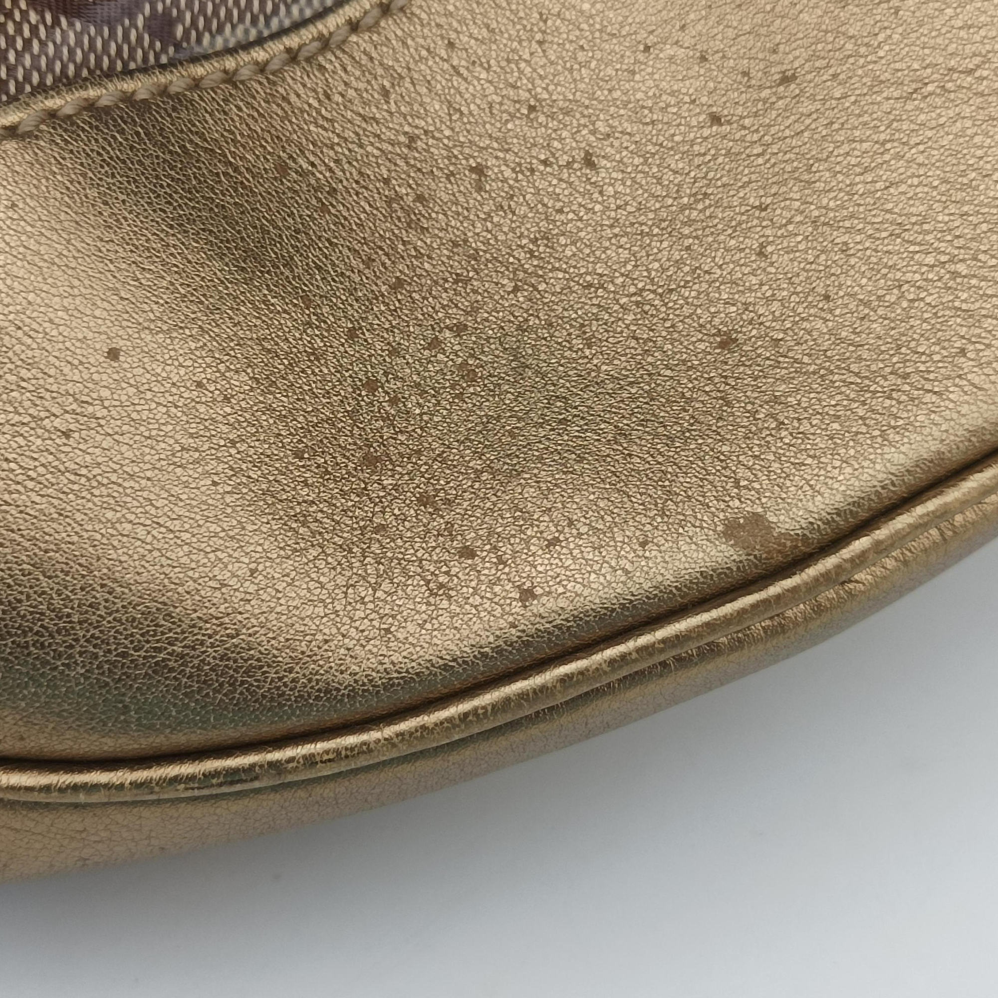 Pre-owned Gucci Babouska Heart Hobo khaki×golden PVC coated canvas 211965 shoulderbag | stylenewstar