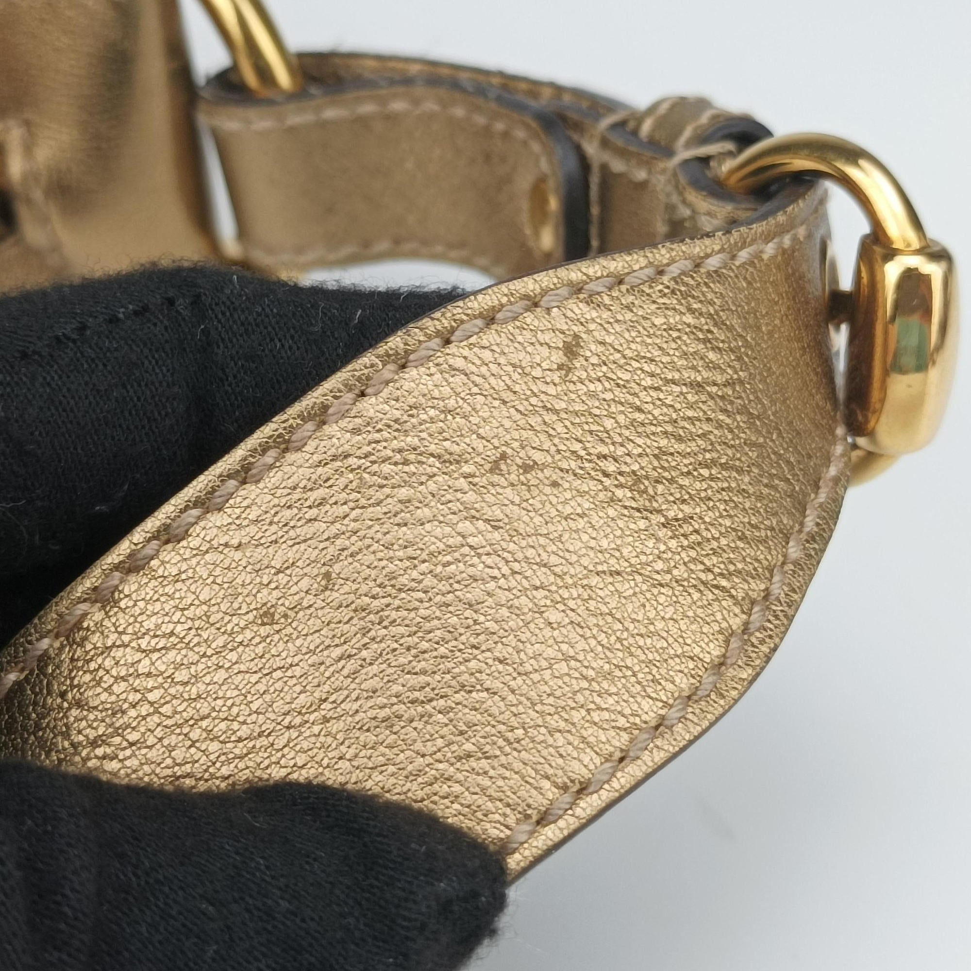 Pre-owned Gucci Babouska Heart Hobo khaki×golden PVC coated canvas 211965 shoulderbag | stylenewstar