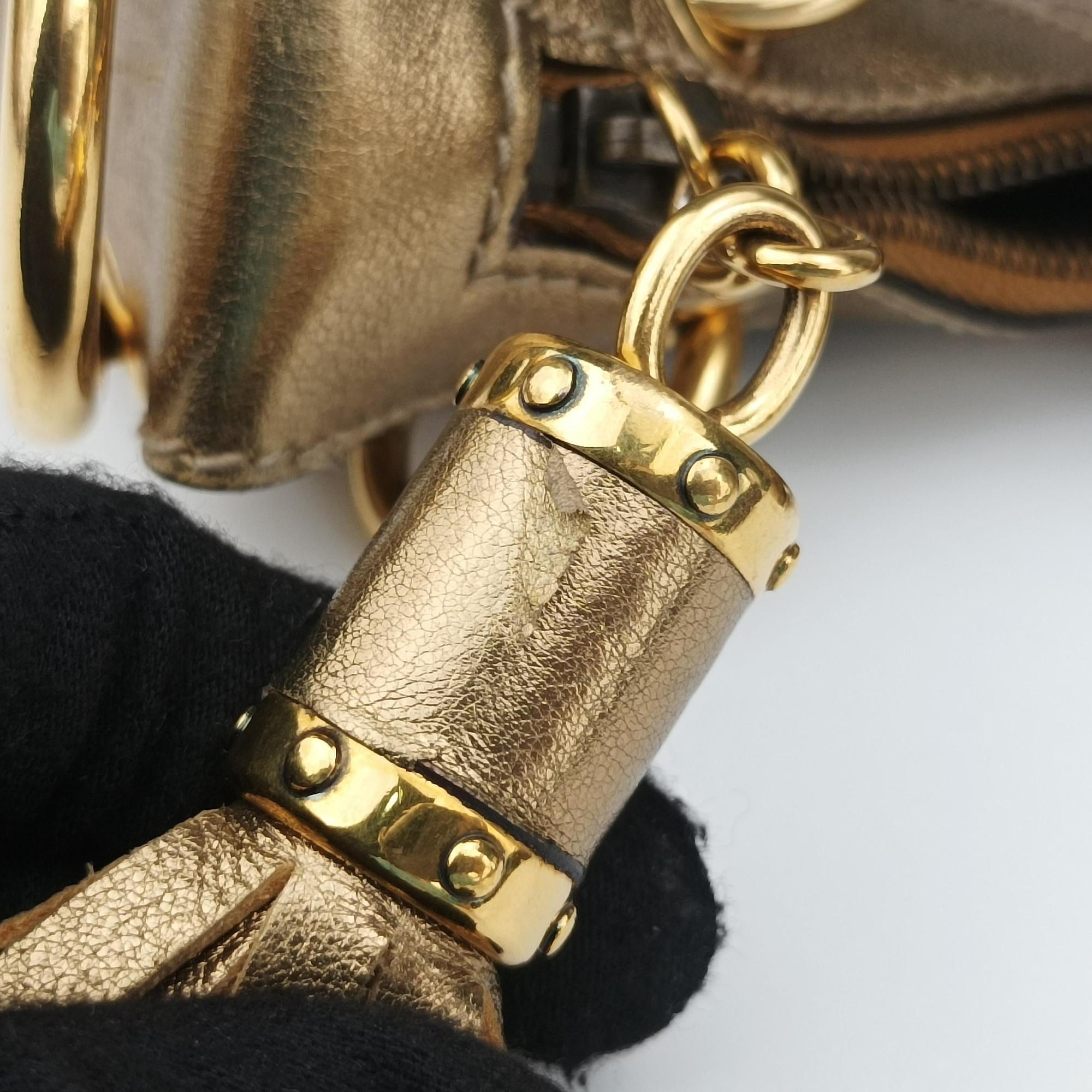 Pre-owned Gucci Babouska Heart Hobo khaki×golden PVC coated canvas 211965 shoulderbag | stylenewstar