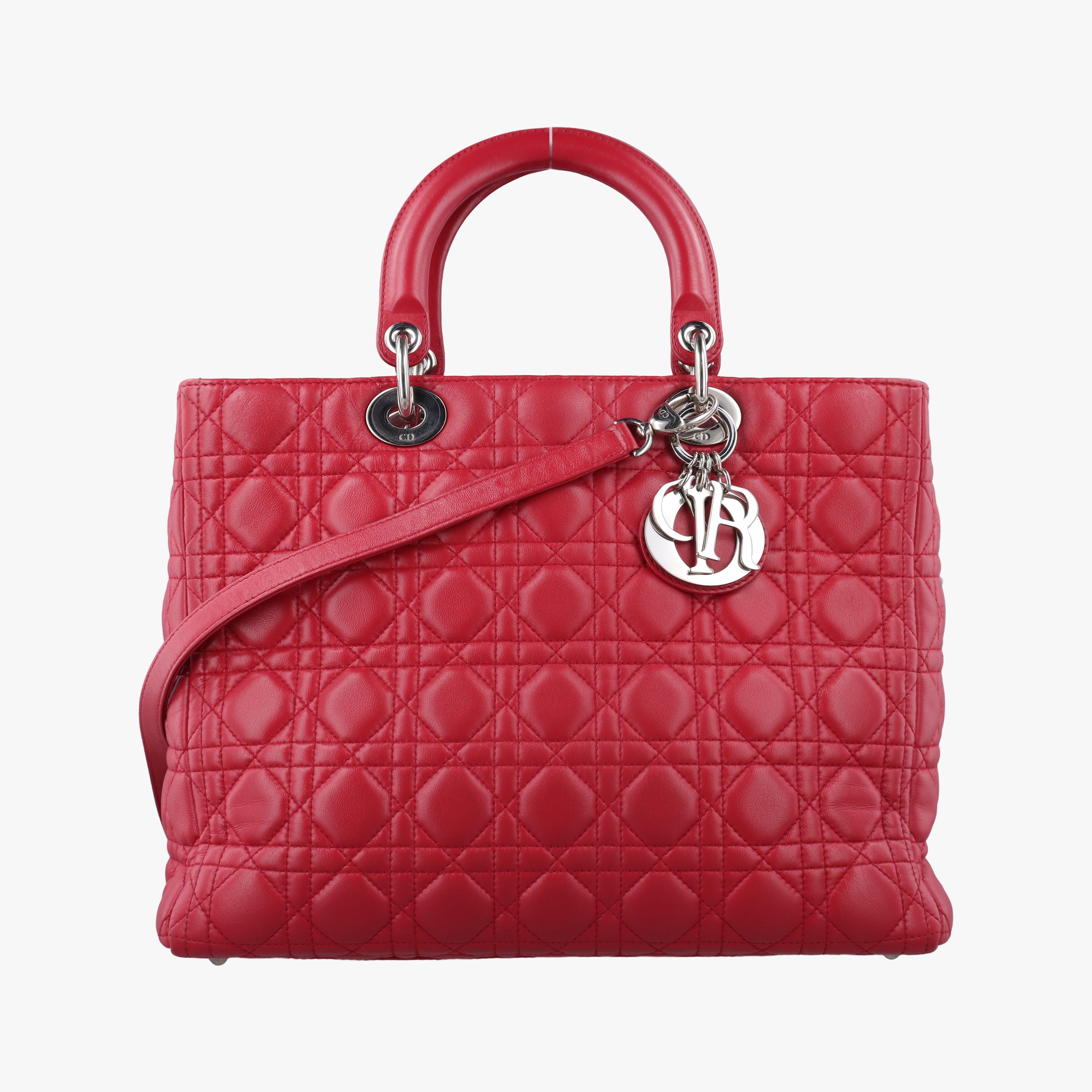 Vintage Christian Dior Lady Dior Red lambskin  shoulderbag | stylenewstar