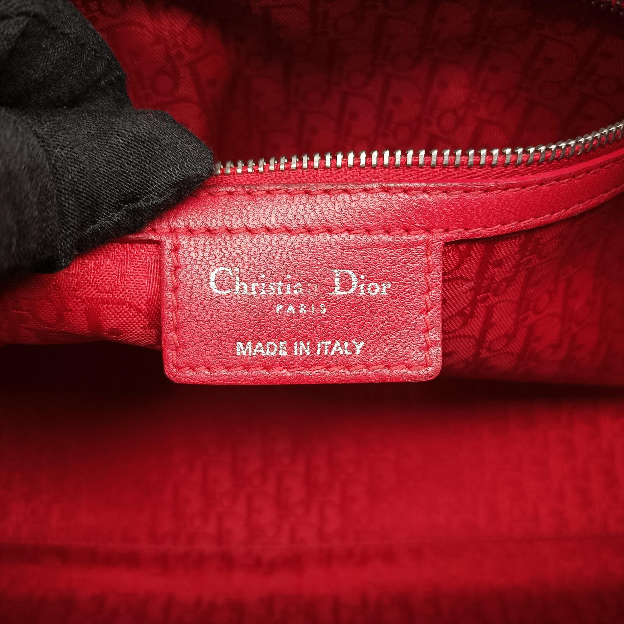 Vintage Christian Dior Lady Dior Red lambskin  shoulderbag | stylenewstar