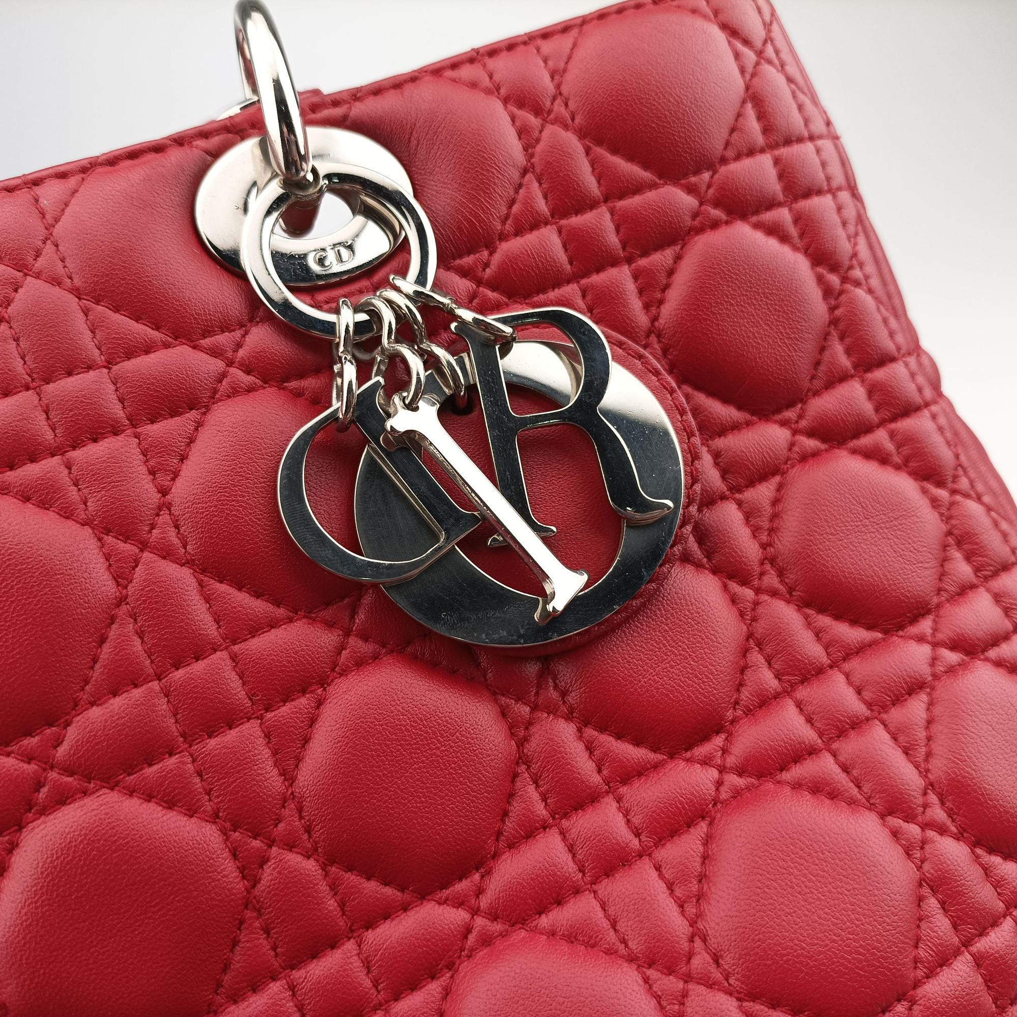 Vintage Christian Dior Lady Dior Red lambskin  shoulderbag | stylenewstar