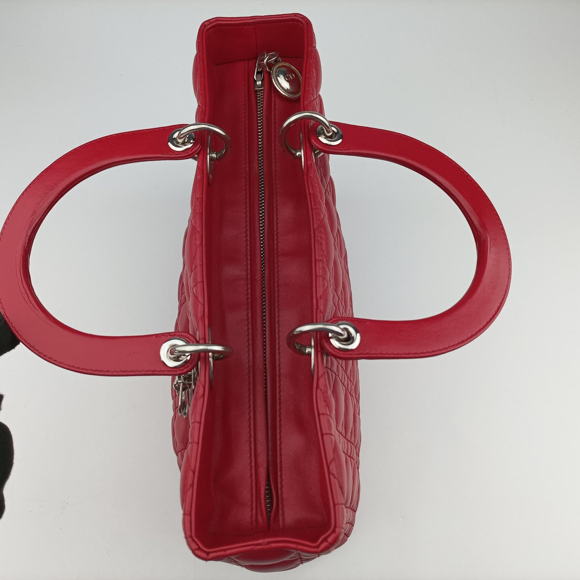 Vintage Christian Dior Lady Dior Red lambskin  shoulderbag | stylenewstar