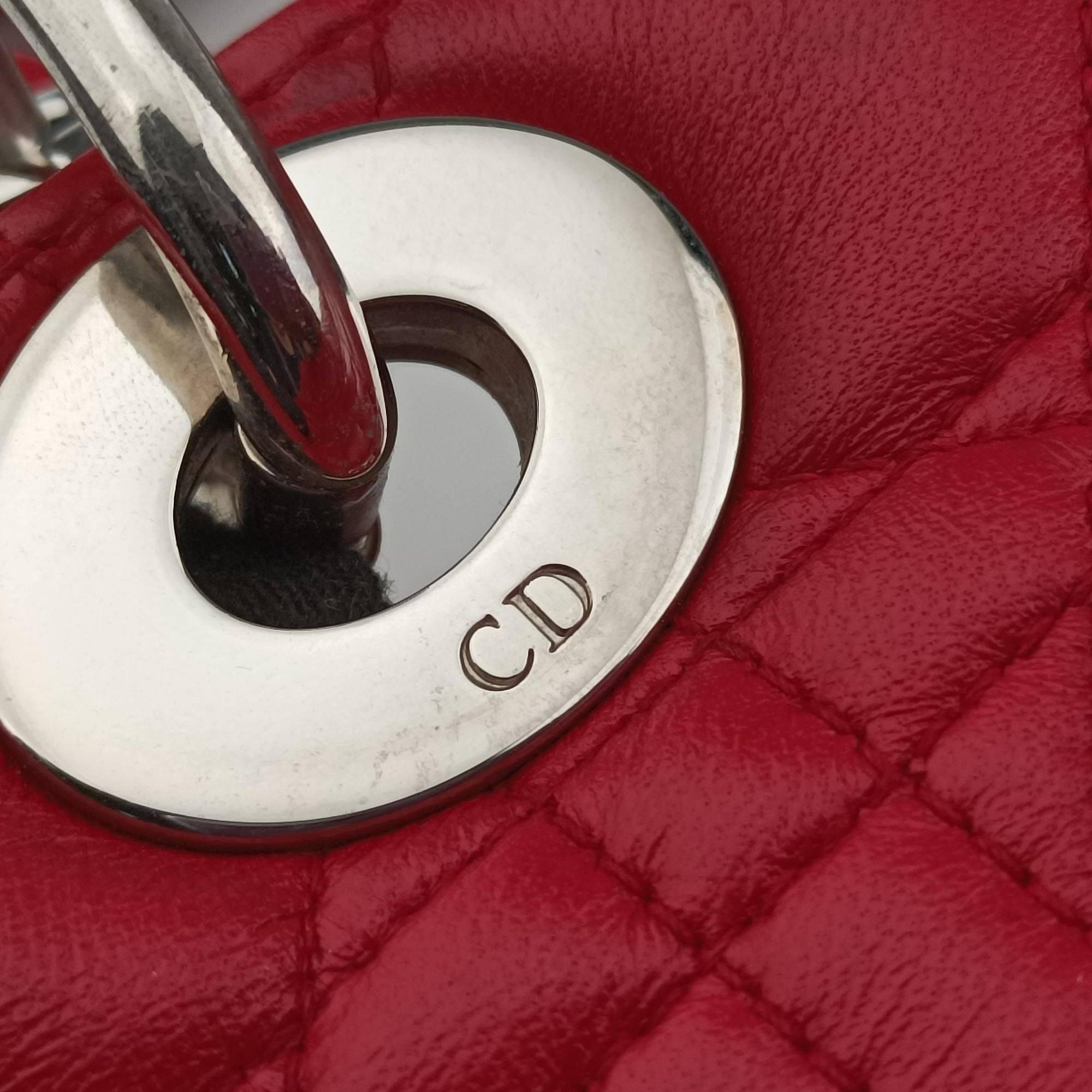 Vintage Christian Dior Lady Dior Red lambskin  shoulderbag | stylenewstar