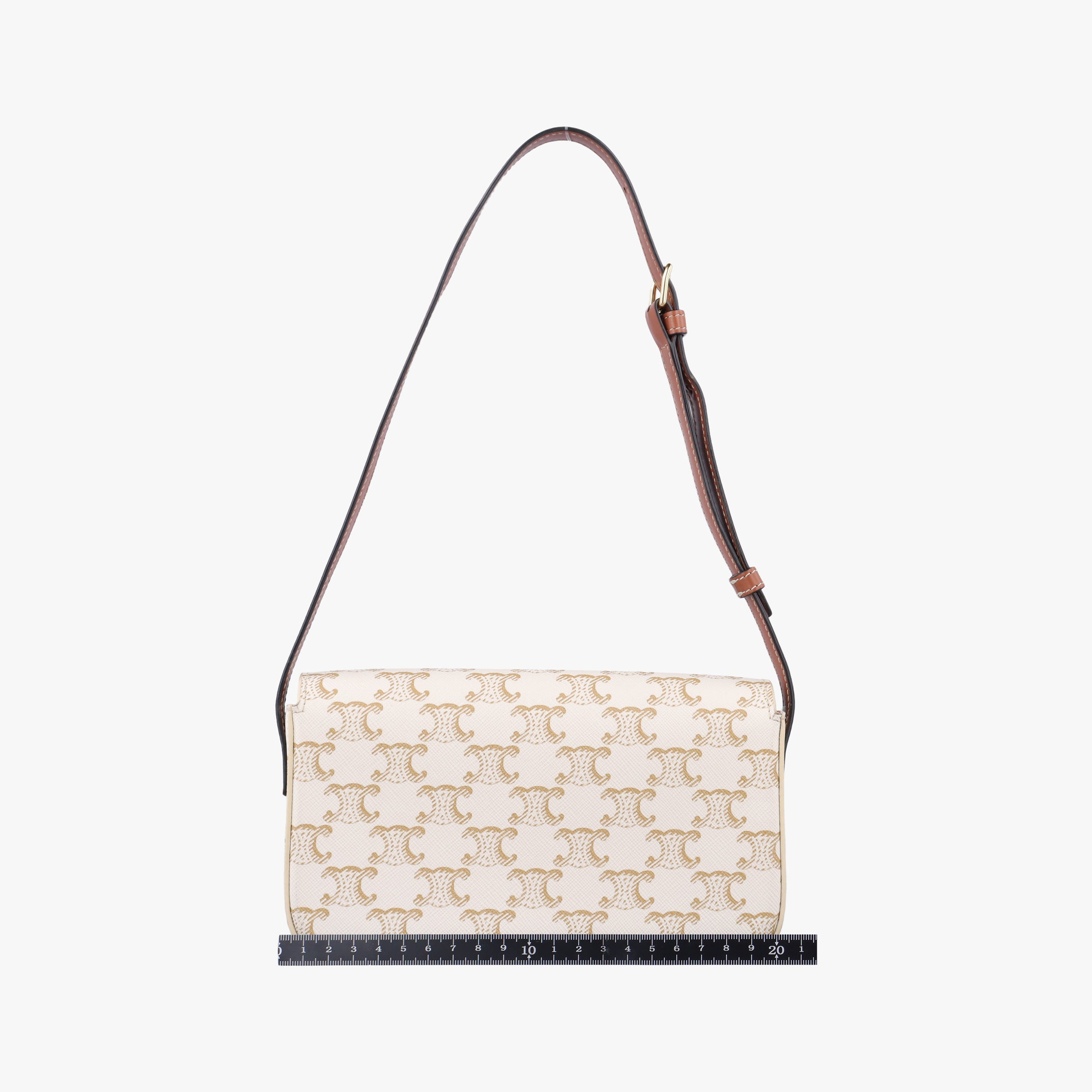 Pre-owned Celine Claude Triomphe White PVC coated canvas  shoulderbag | stylenewstar