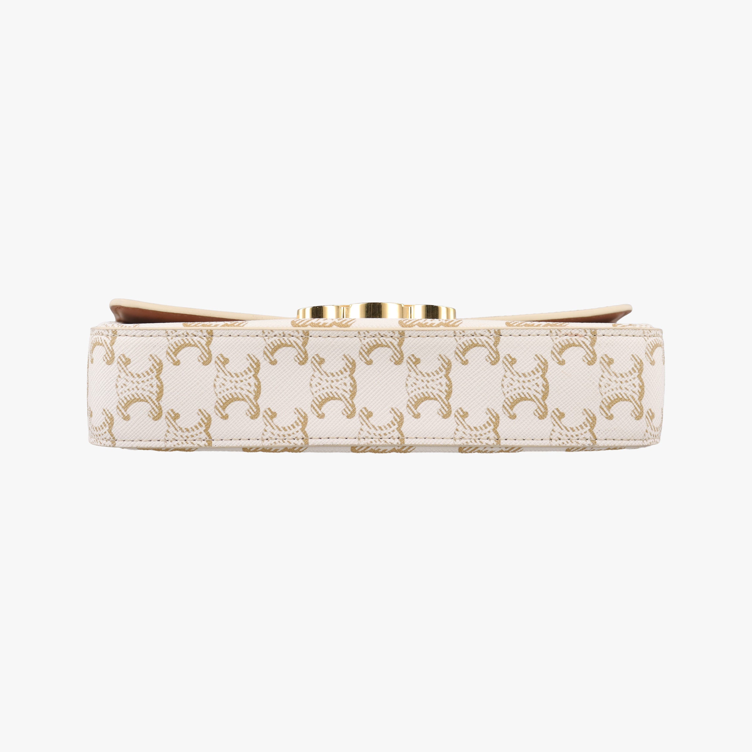 Pre-owned Celine Claude Triomphe White PVC coated canvas  shoulderbag | stylenewstar