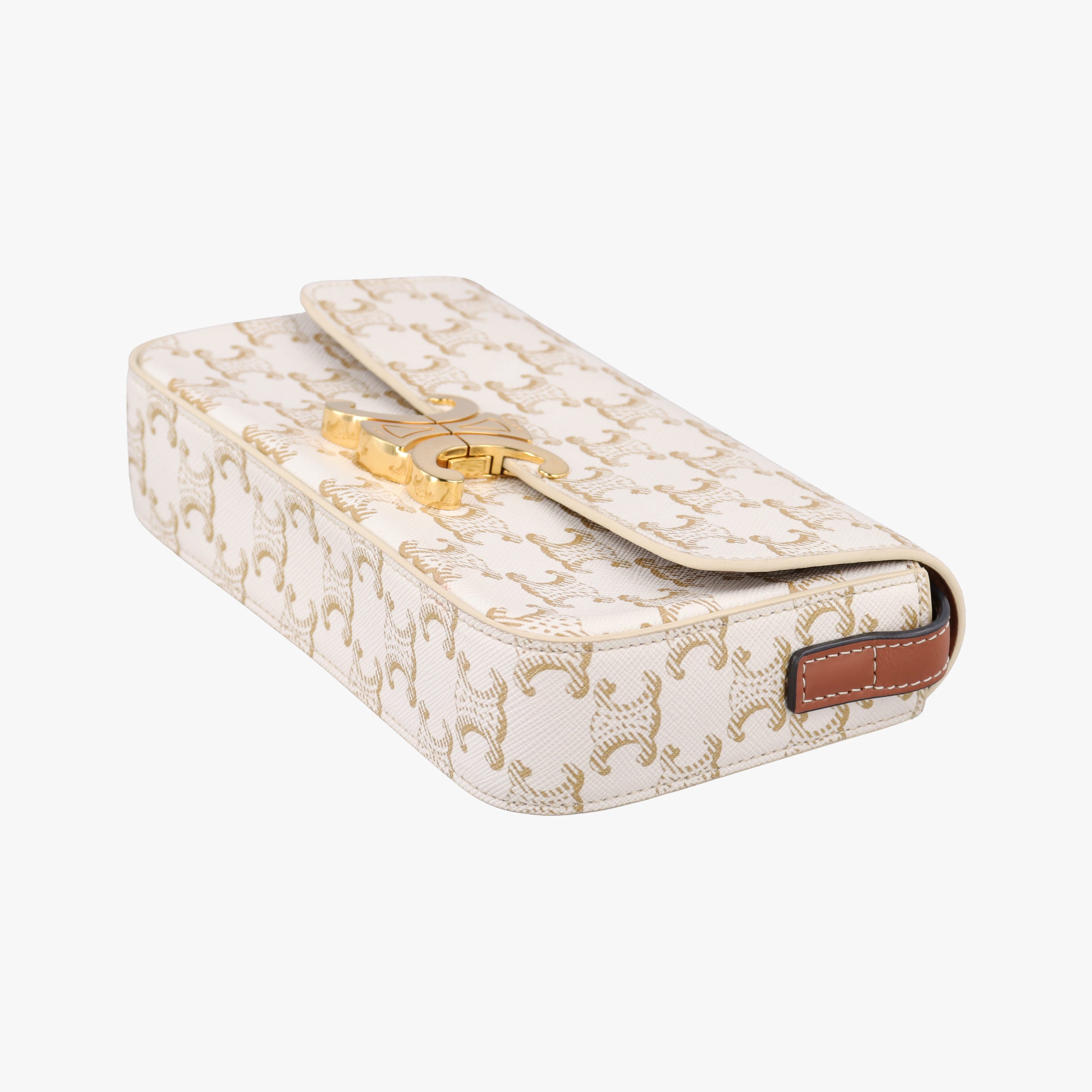 Pre-owned Celine Claude Triomphe White PVC coated canvas  shoulderbag | stylenewstar