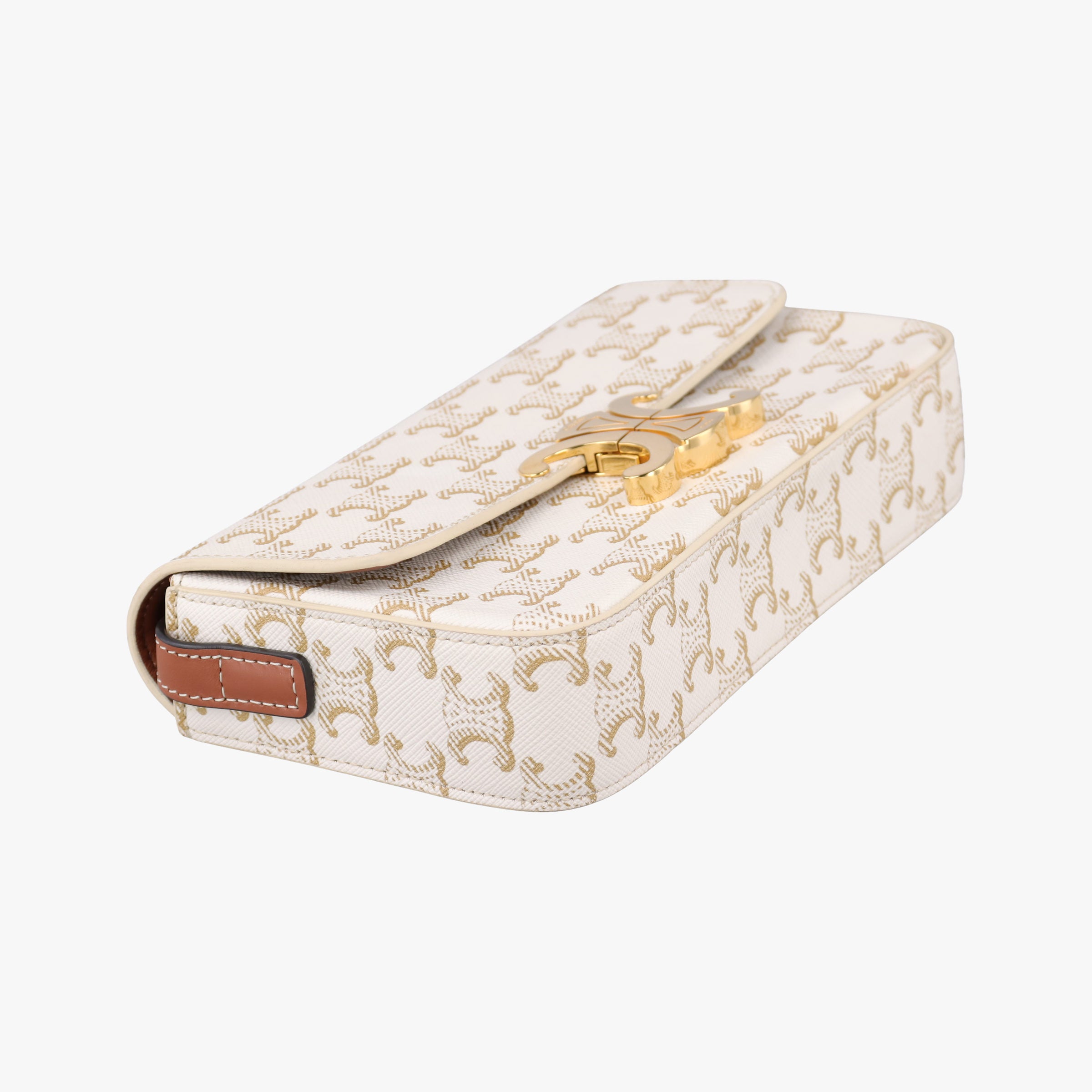 Pre-owned Celine Claude Triomphe White PVC coated canvas  shoulderbag | stylenewstar
