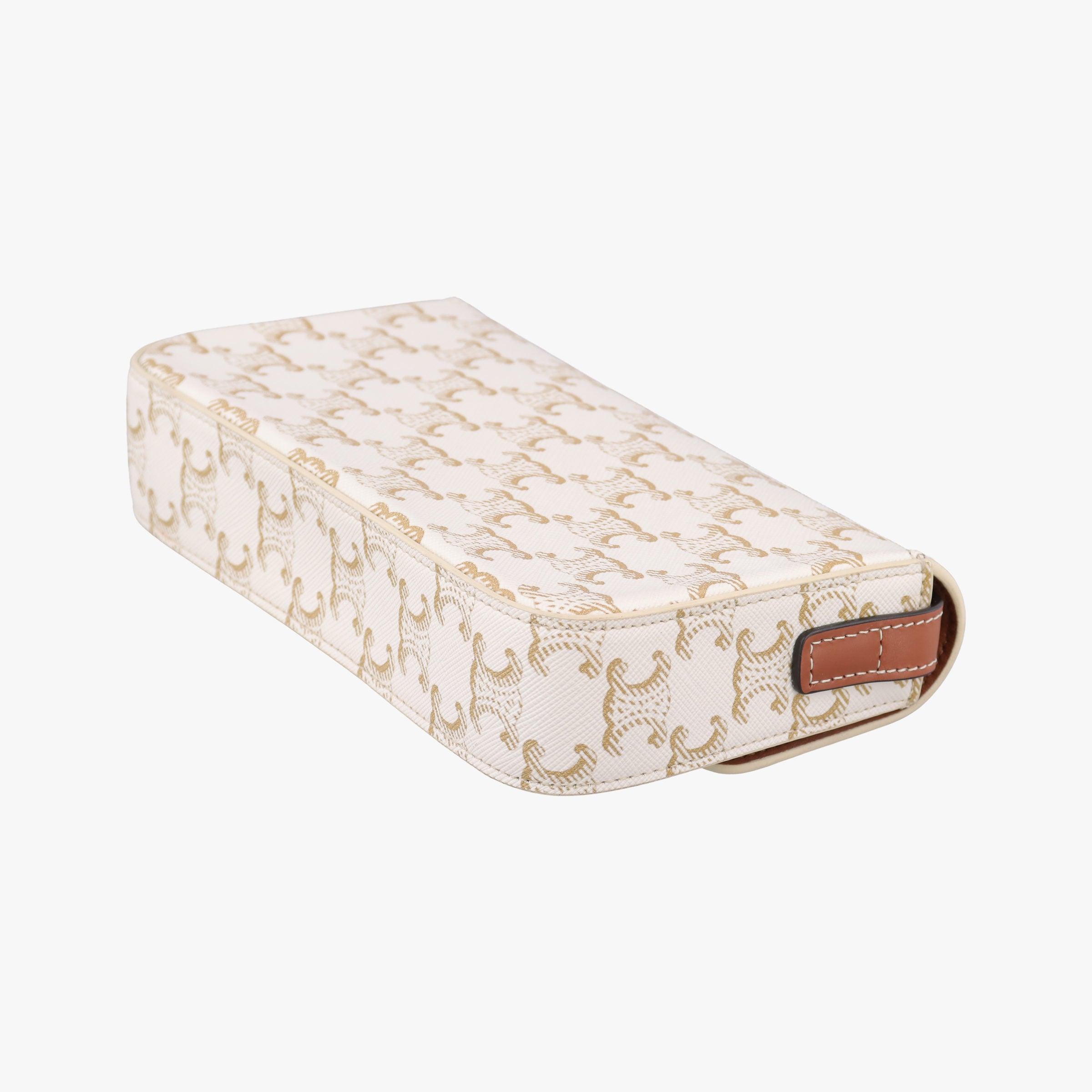Pre-owned Celine Claude Triomphe White PVC coated canvas  shoulderbag | stylenewstar