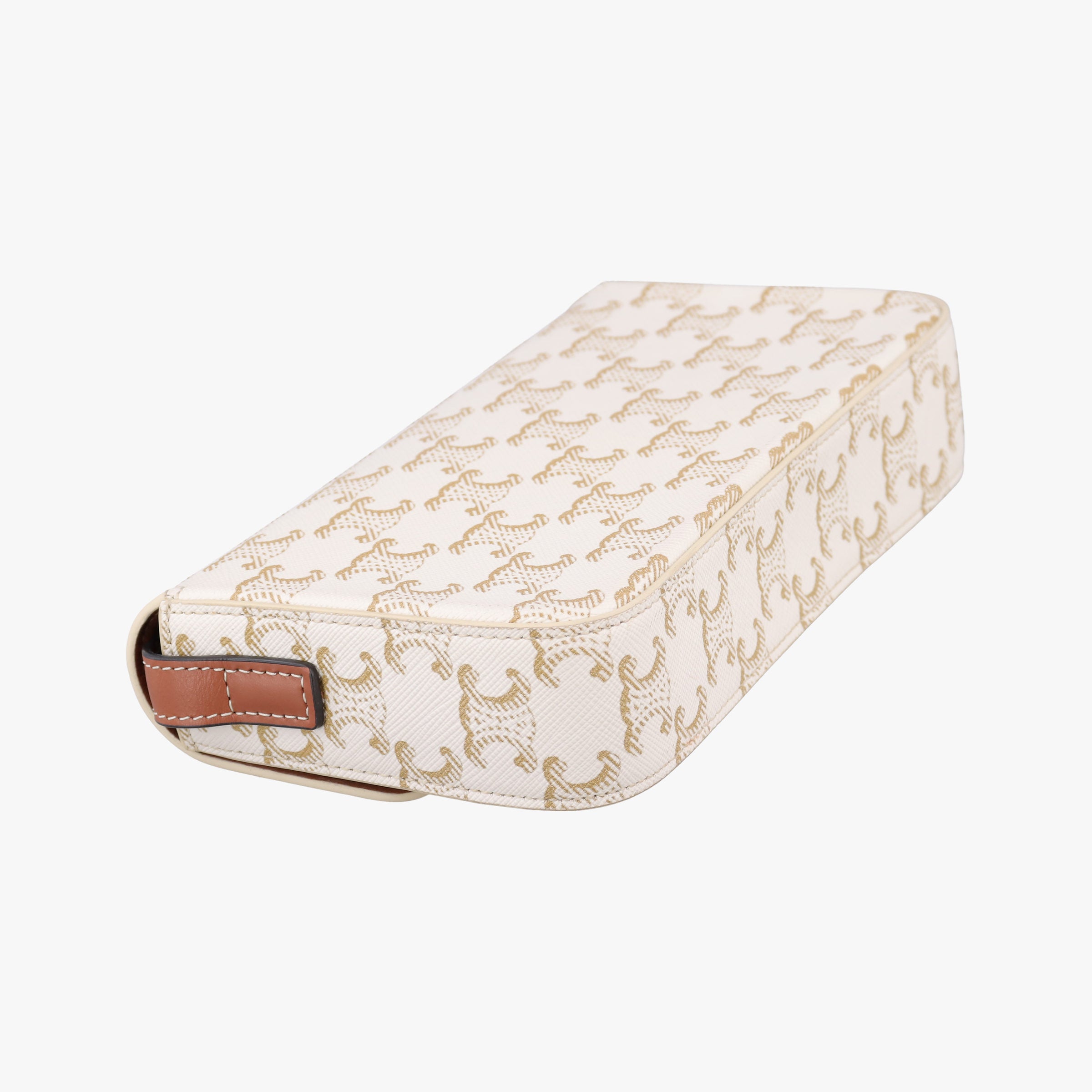 Pre-owned Celine Claude Triomphe White PVC coated canvas  shoulderbag | stylenewstar