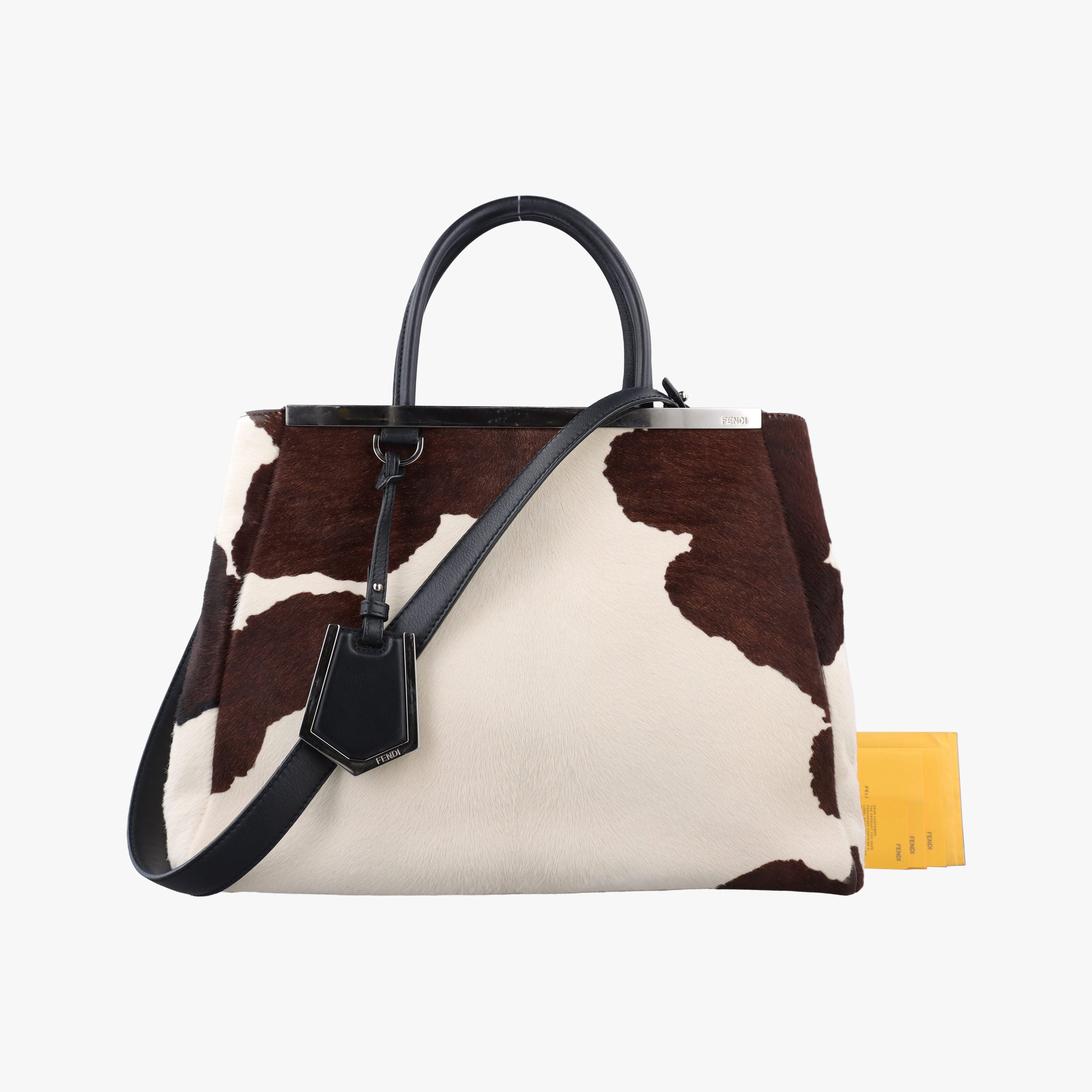 Pre-owned Fendi 2 JOURS White pony hair 8BH250 shoulderbag | stylenewstar