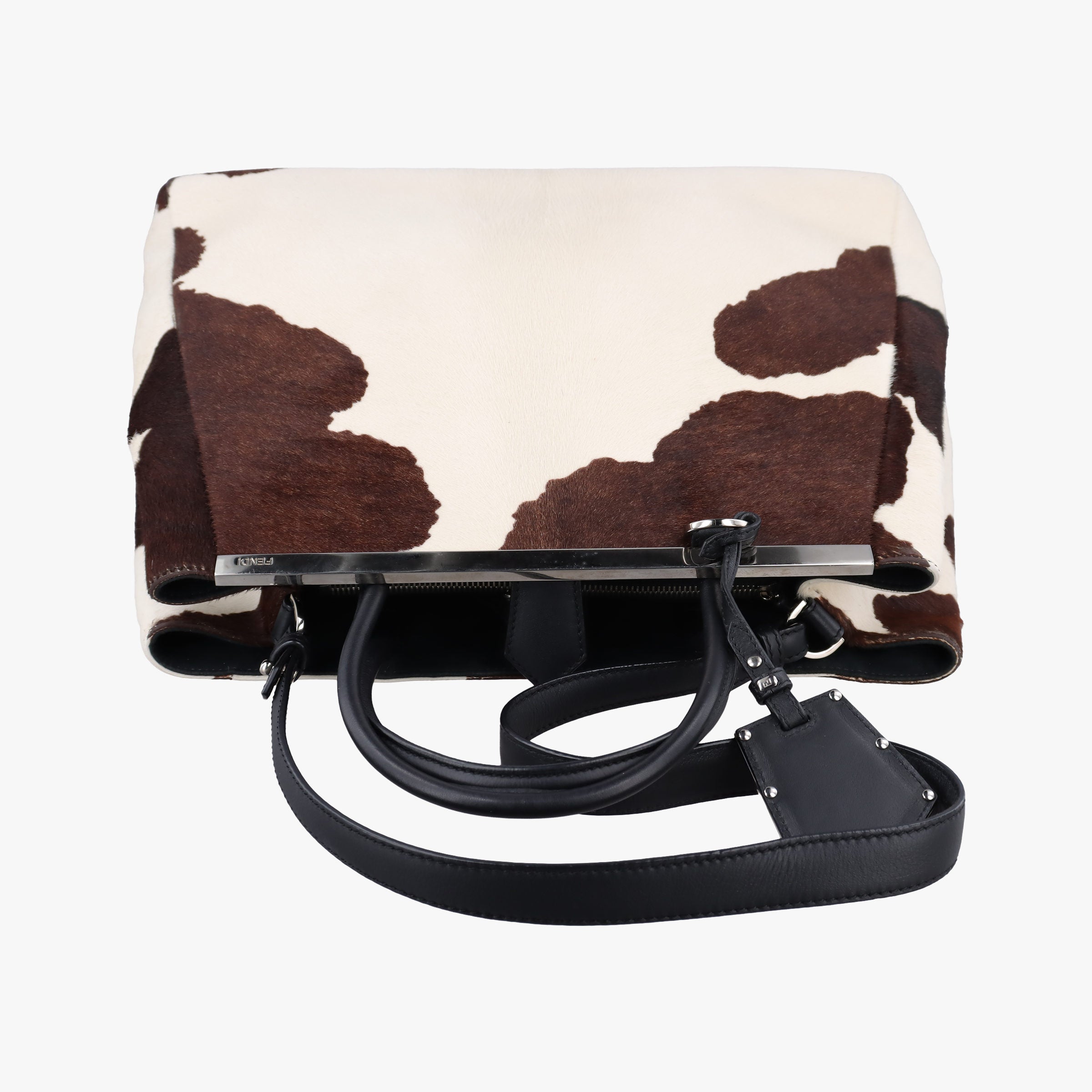 Pre-owned Fendi 2 JOURS White pony hair 8BH250 shoulderbag | stylenewstar