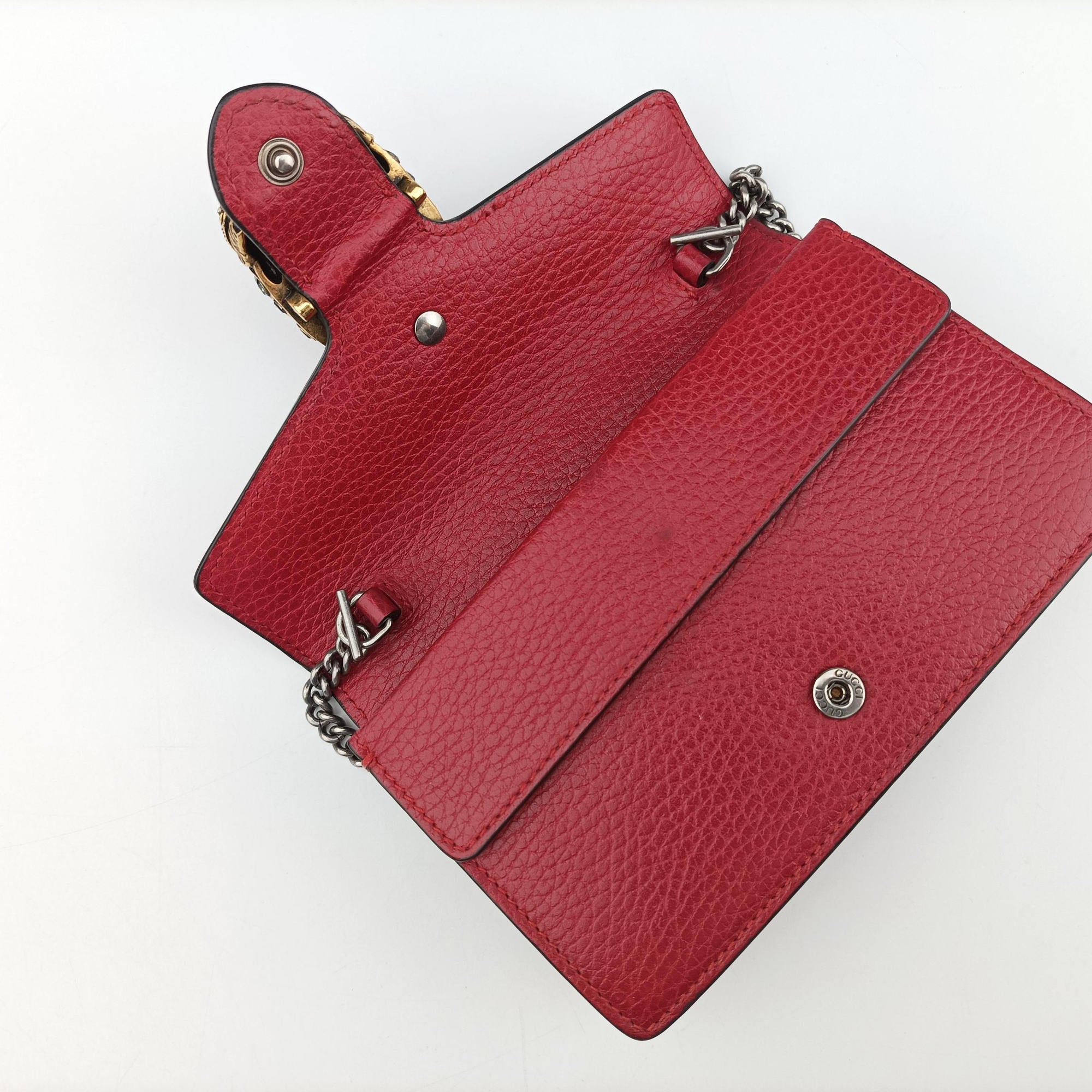 Pre-owned Gucci Dionysus Red Leather 476432 shoulderbag | stylenewstar