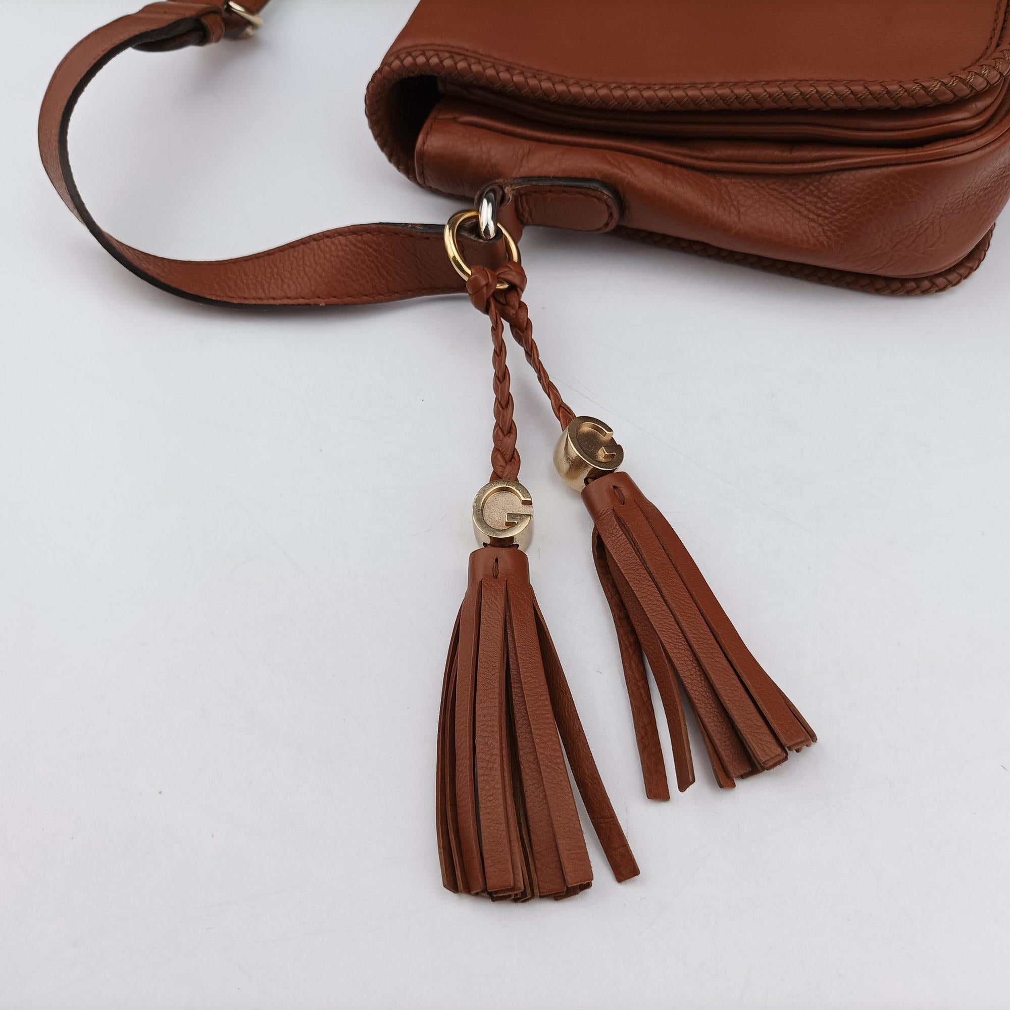 Pre-owned Gucci Marrakech Messenger Brown leather 257024 shoulderbag | stylenewstar