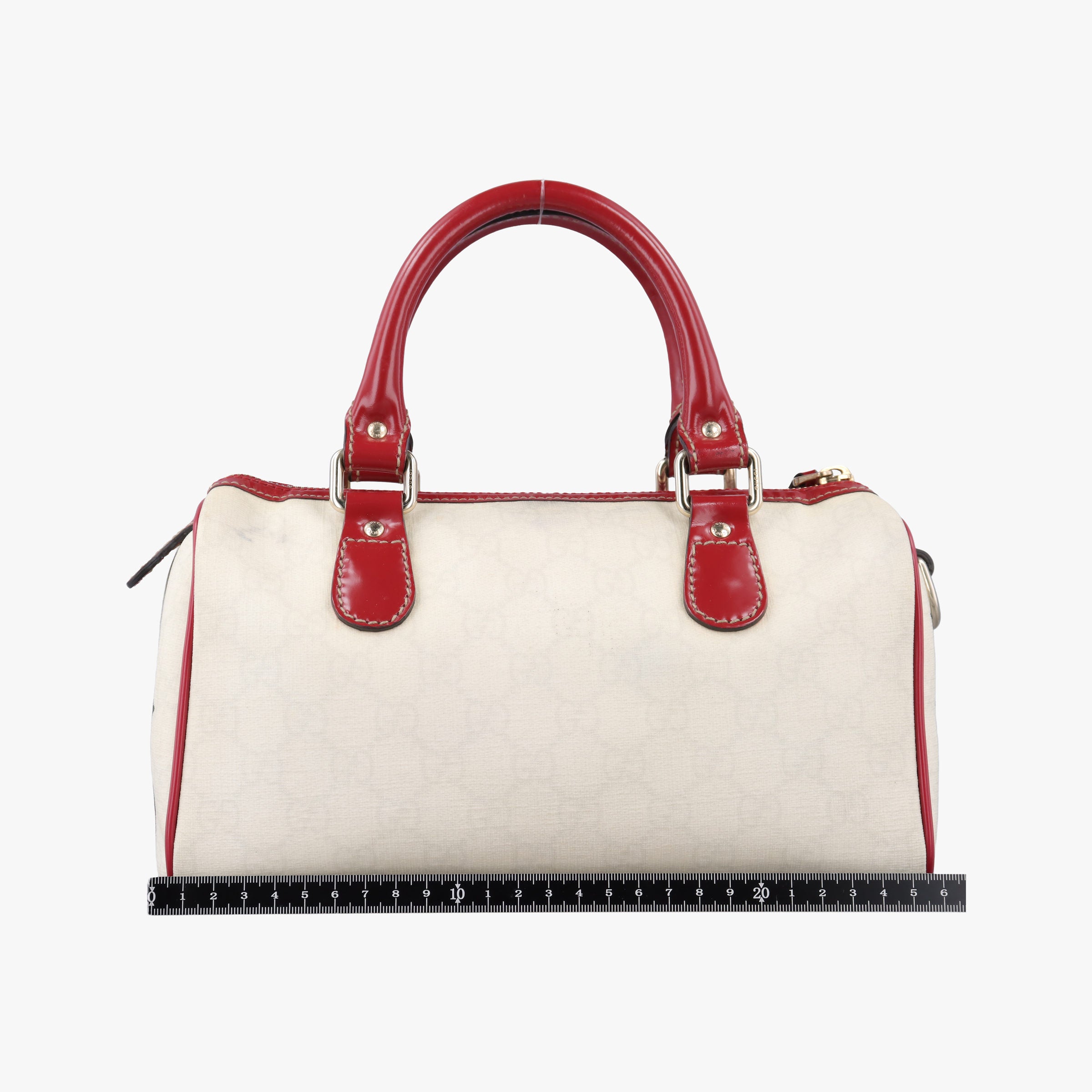 Vintage Gucci GG Supreme Tattoo Print Heart Charm Joy White PVC coated canvas 190257 handbag | stylenewstar