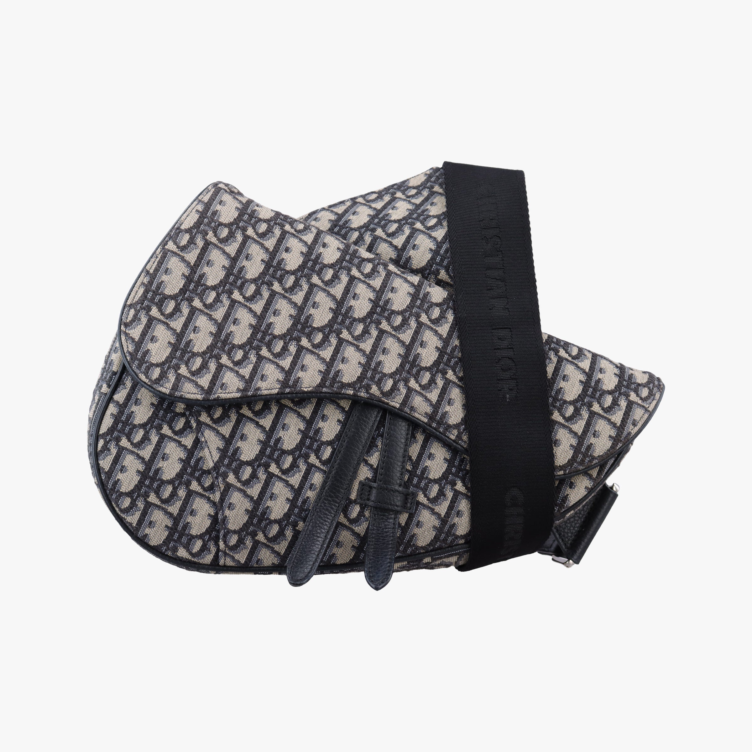 Pre-owned Christian Dior saddle Navy Jacquard×Leather  bum bag/waist bag | stylenewstar
