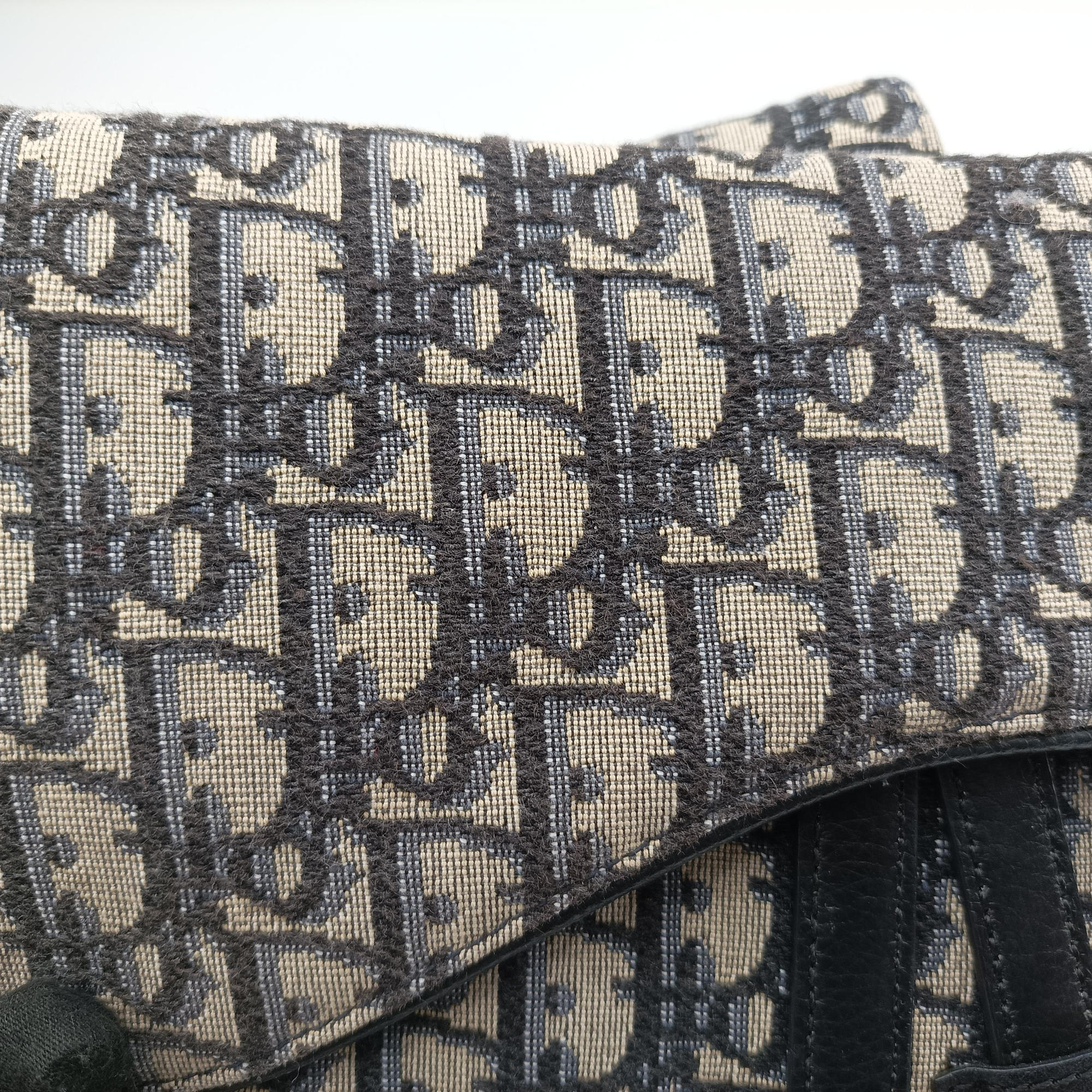 Pre-owned Christian Dior saddle Navy Jacquard×Leather  bum bag/waist bag | stylenewstar