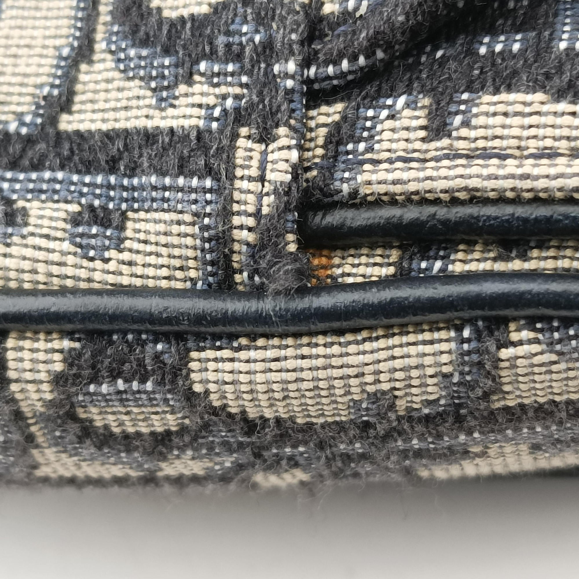 Pre-owned Christian Dior saddle Navy Jacquard×Leather  bum bag/waist bag | stylenewstar