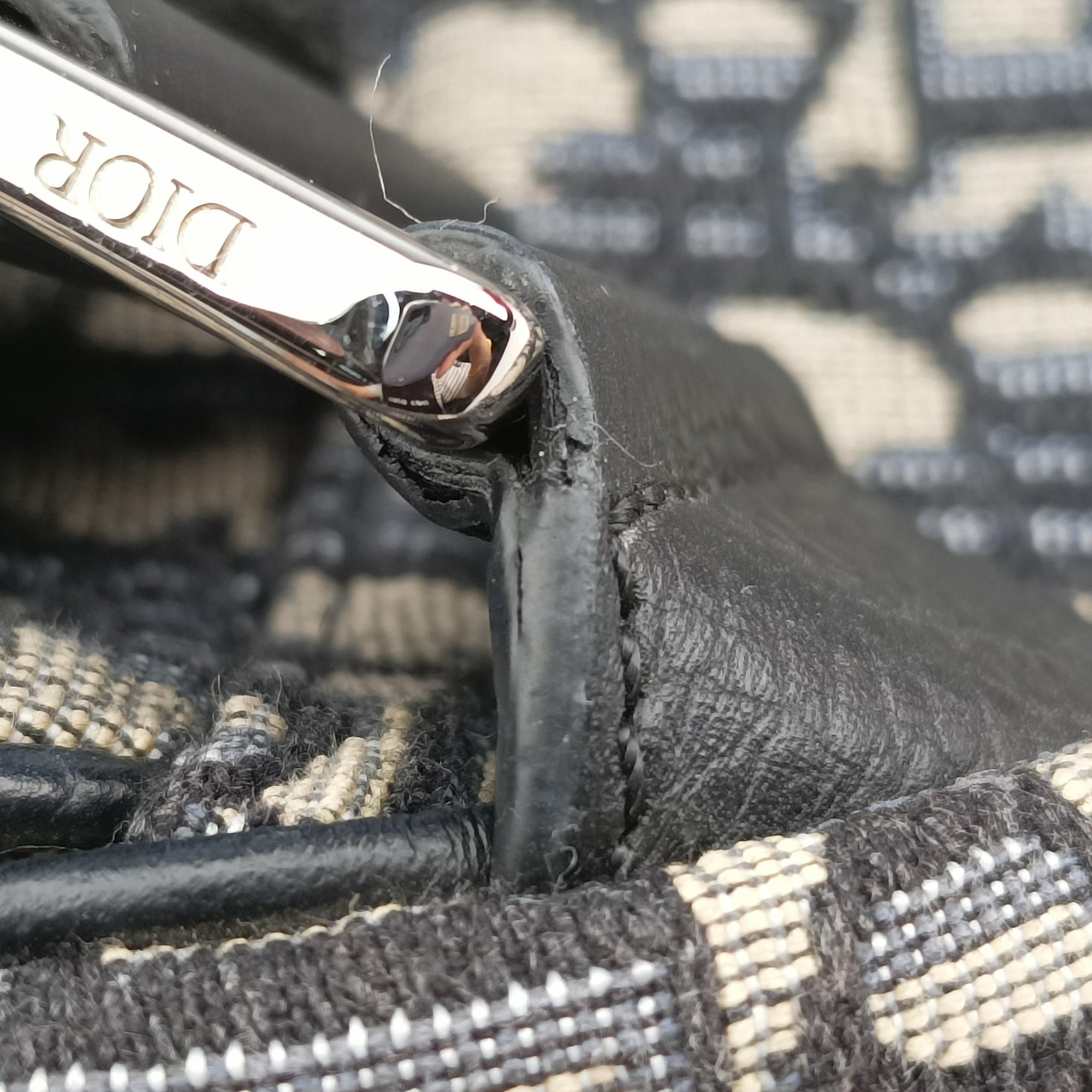 Pre-owned Christian Dior saddle Navy Jacquard×Leather  bum bag/waist bag | stylenewstar