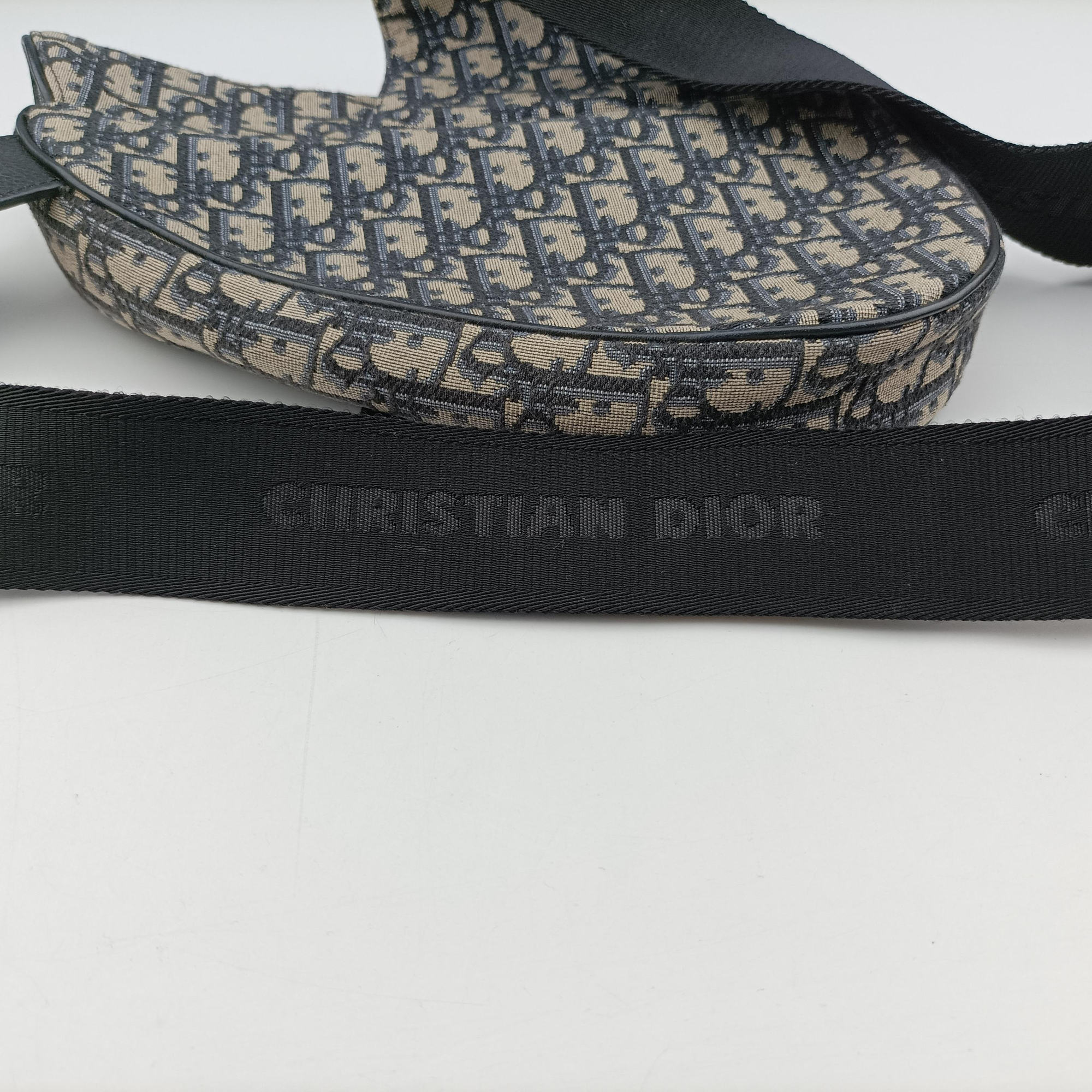 Pre-owned Christian Dior saddle Navy Jacquard×Leather  bum bag/waist bag | stylenewstar