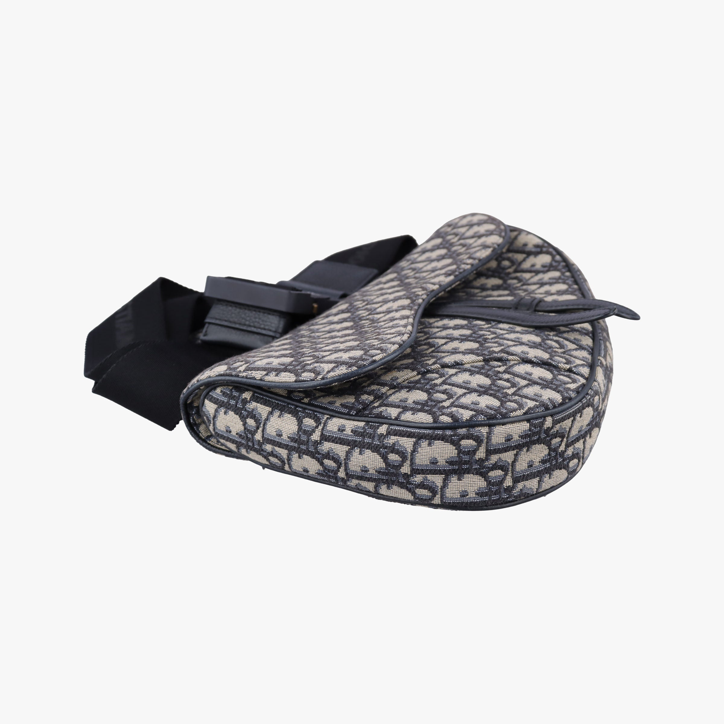 Pre-owned Christian Dior saddle Navy Jacquard×Leather  bum bag/waist bag | stylenewstar