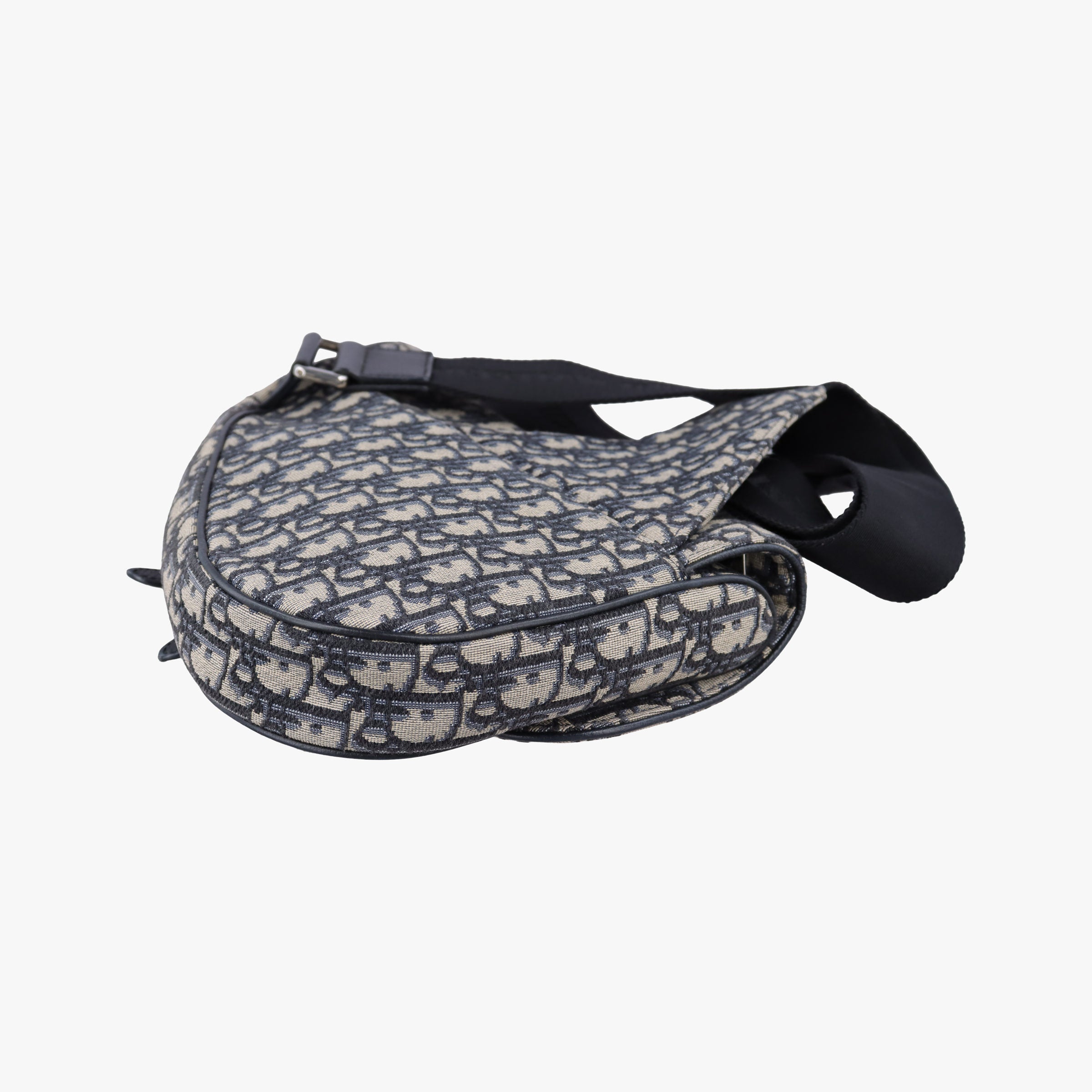 Pre-owned Christian Dior saddle Navy Jacquard×Leather  bum bag/waist bag | stylenewstar