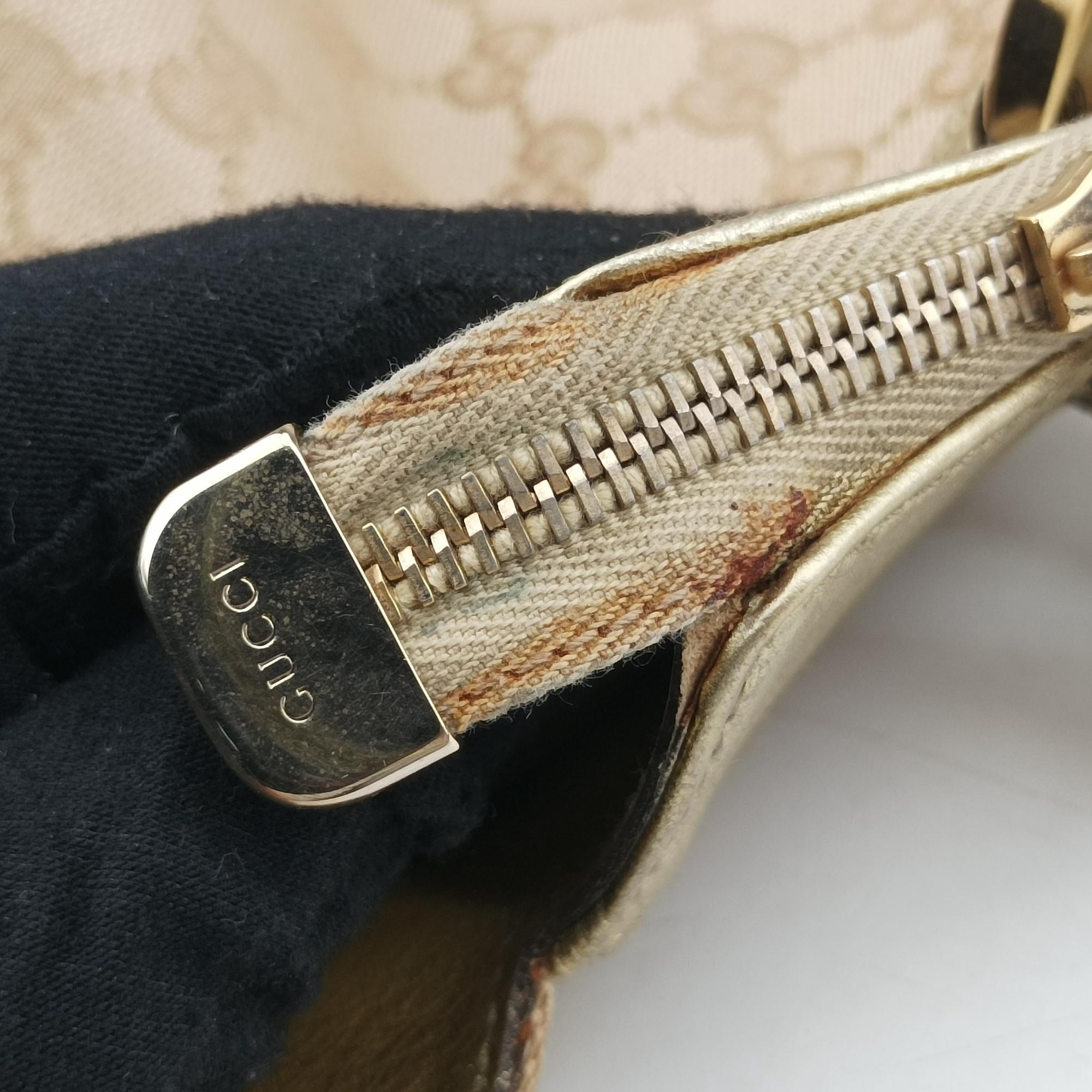 Pre-owned Gucci Abbey D-Ring Golden × Beige canvas×leather 190248 handbag | stylenewstar