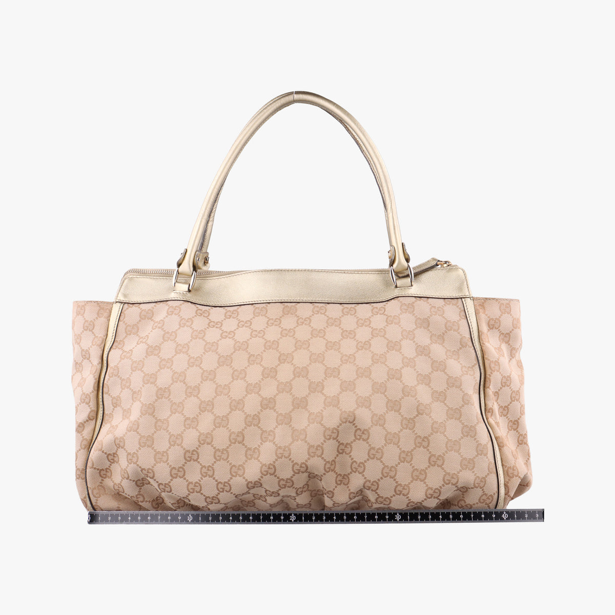 Pre-owned Gucci Abbey D-Ring Golden × Beige canvas×leather 190248 handbag | stylenewstar