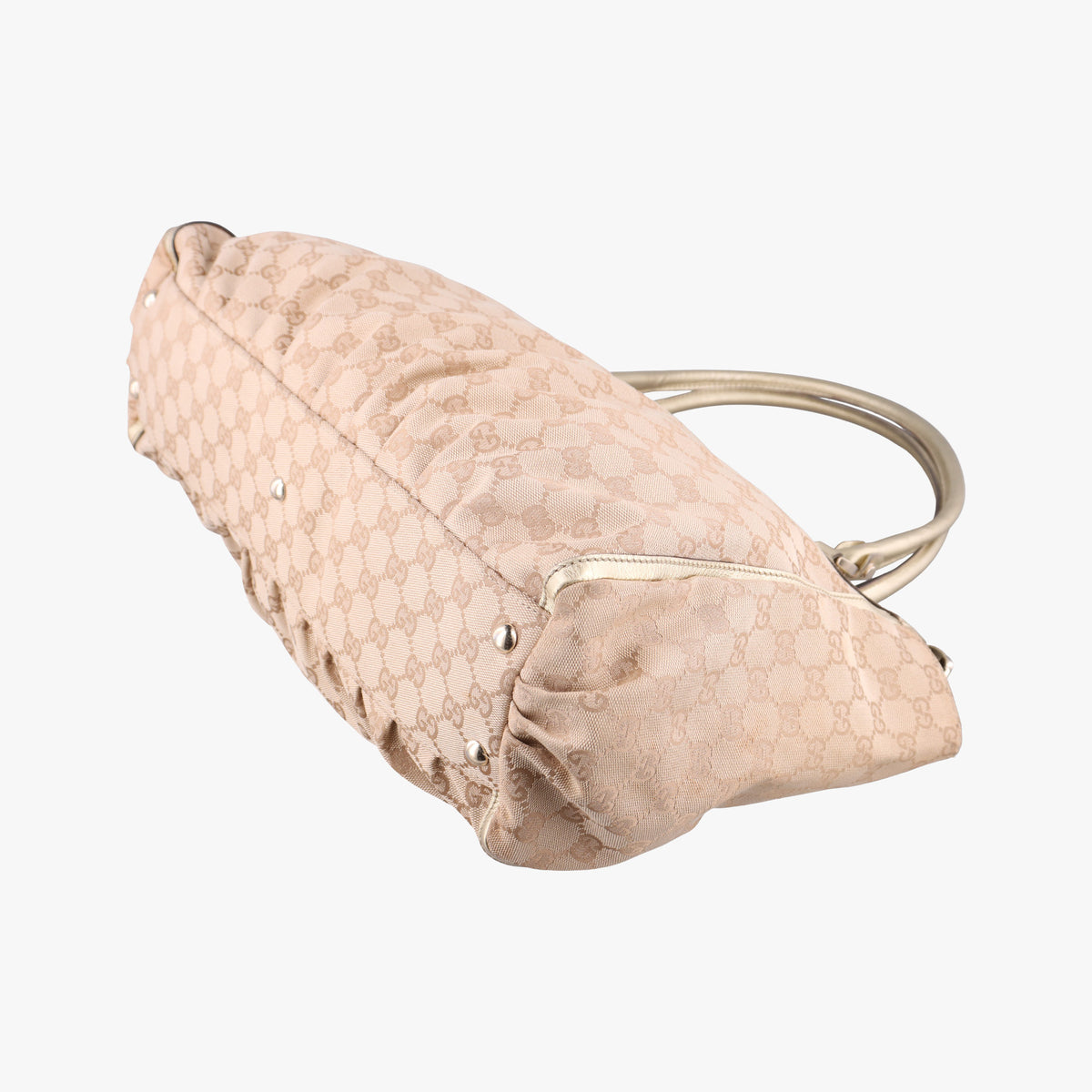 Pre-owned Gucci Abbey D-Ring Golden × Beige canvas×leather 190248 handbag | stylenewstar