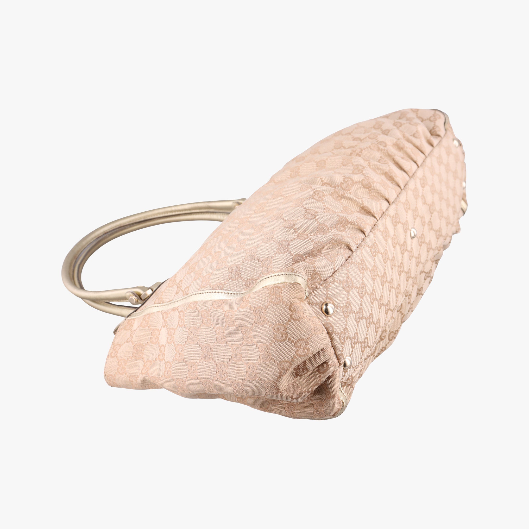 Pre-owned Gucci Abbey D-Ring Golden × Beige canvas×leather 190248 handbag | stylenewstar