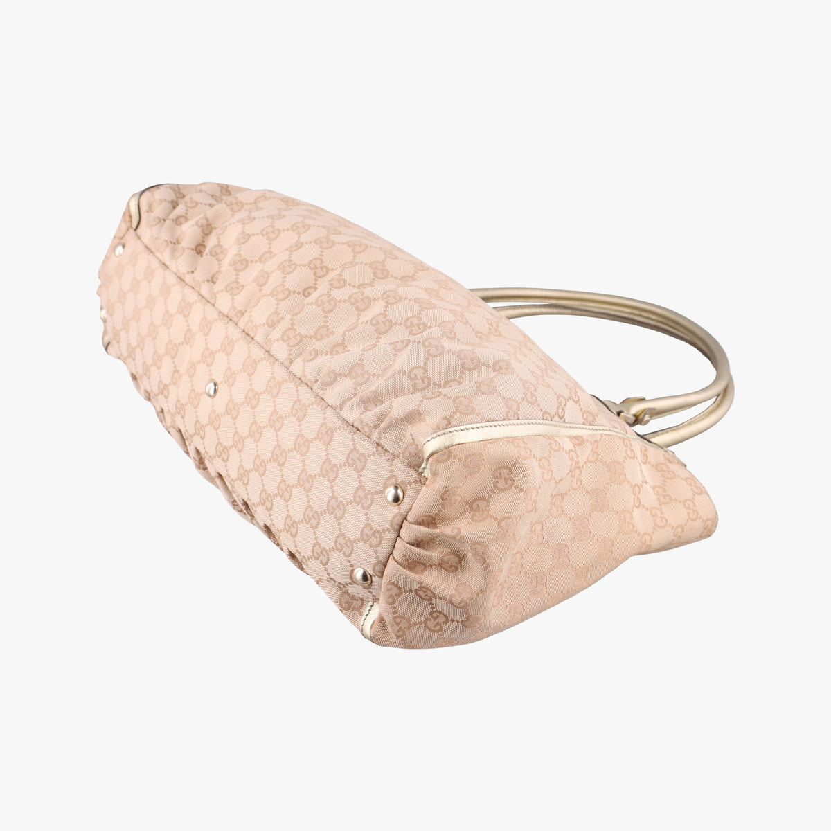 Pre-owned Gucci Abbey D-Ring Golden × Beige canvas×leather 190248 handbag | stylenewstar