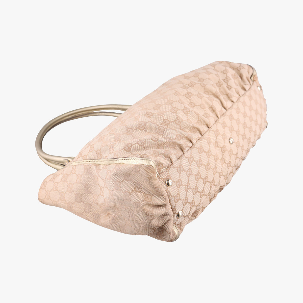 Pre-owned Gucci Abbey D-Ring Golden × Beige canvas×leather 190248 handbag | stylenewstar